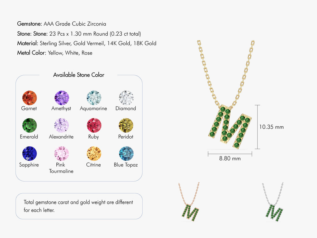 Birthstone Letter Necklace