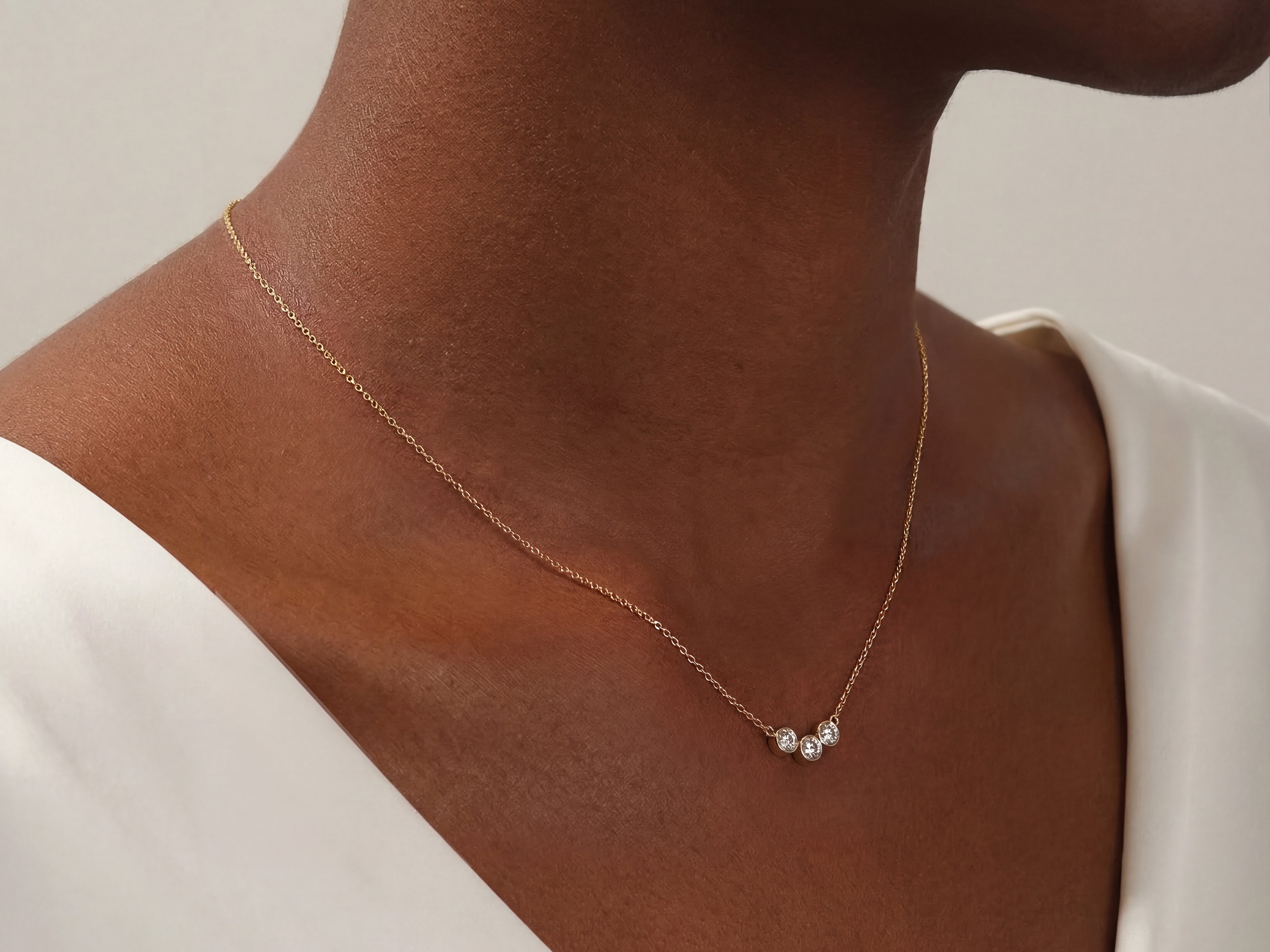 Trio-Bezel Set Necklace (0.75 CT)