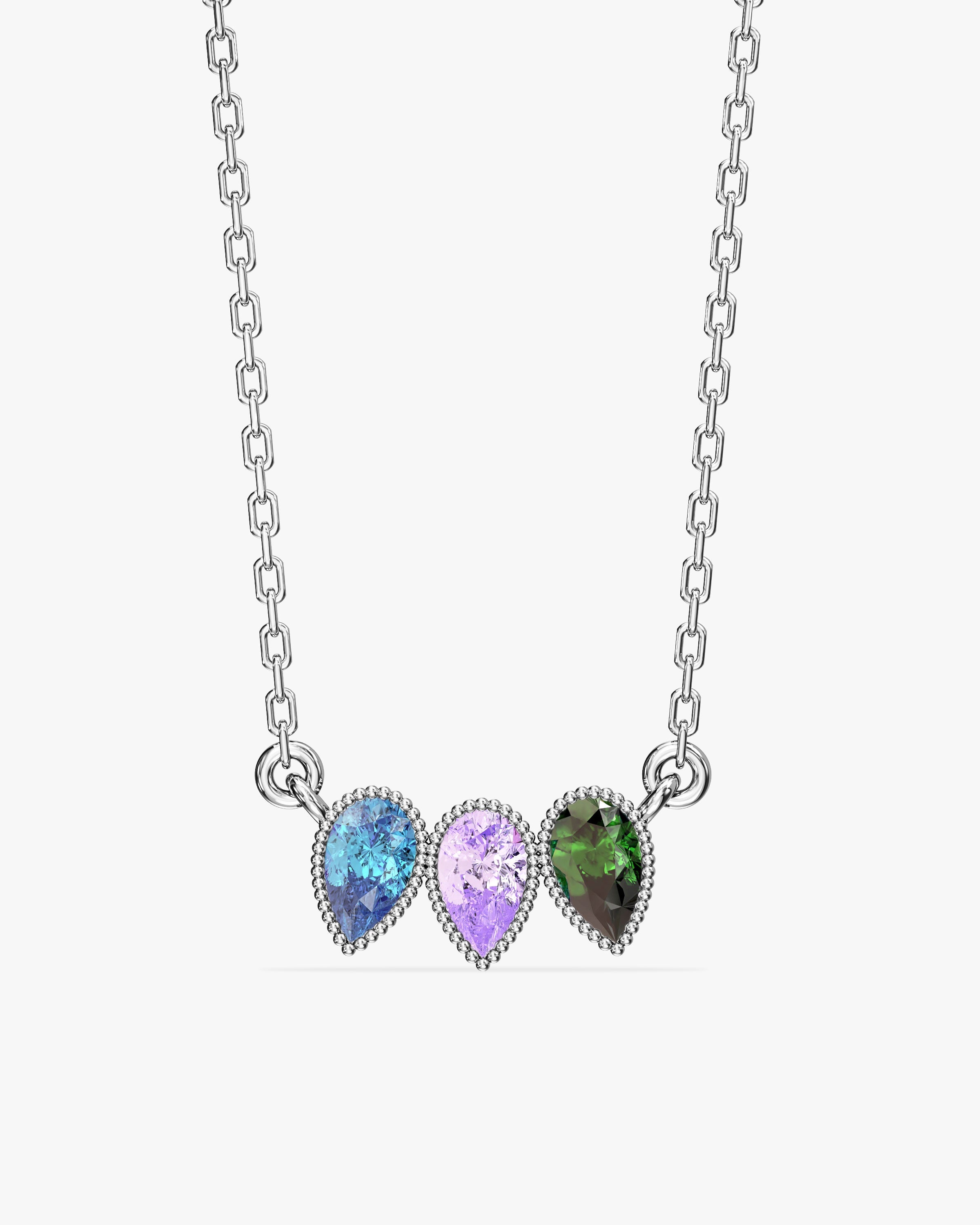 Bezel Pear Birthstone Necklace