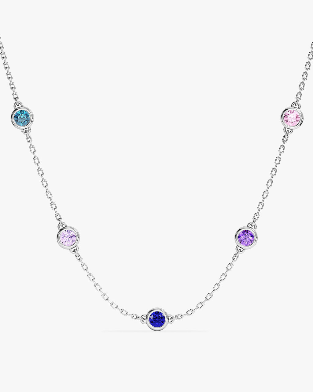 Bezel Set Birthstone Station Necklace