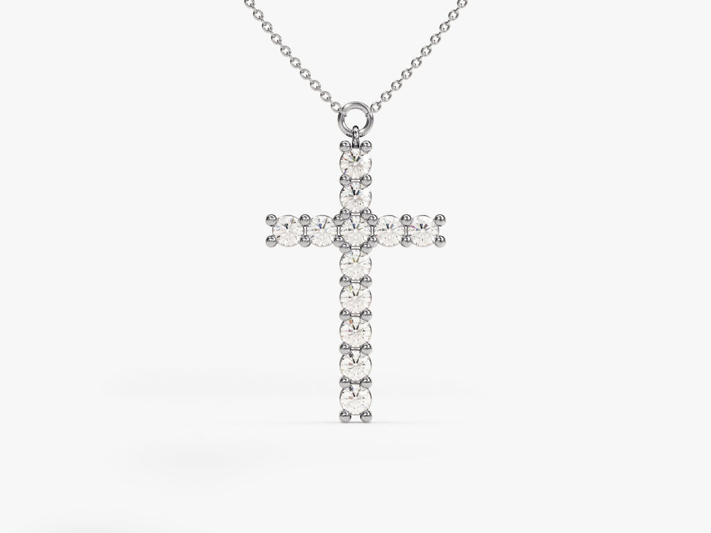 Prong Set Cross Necklace
