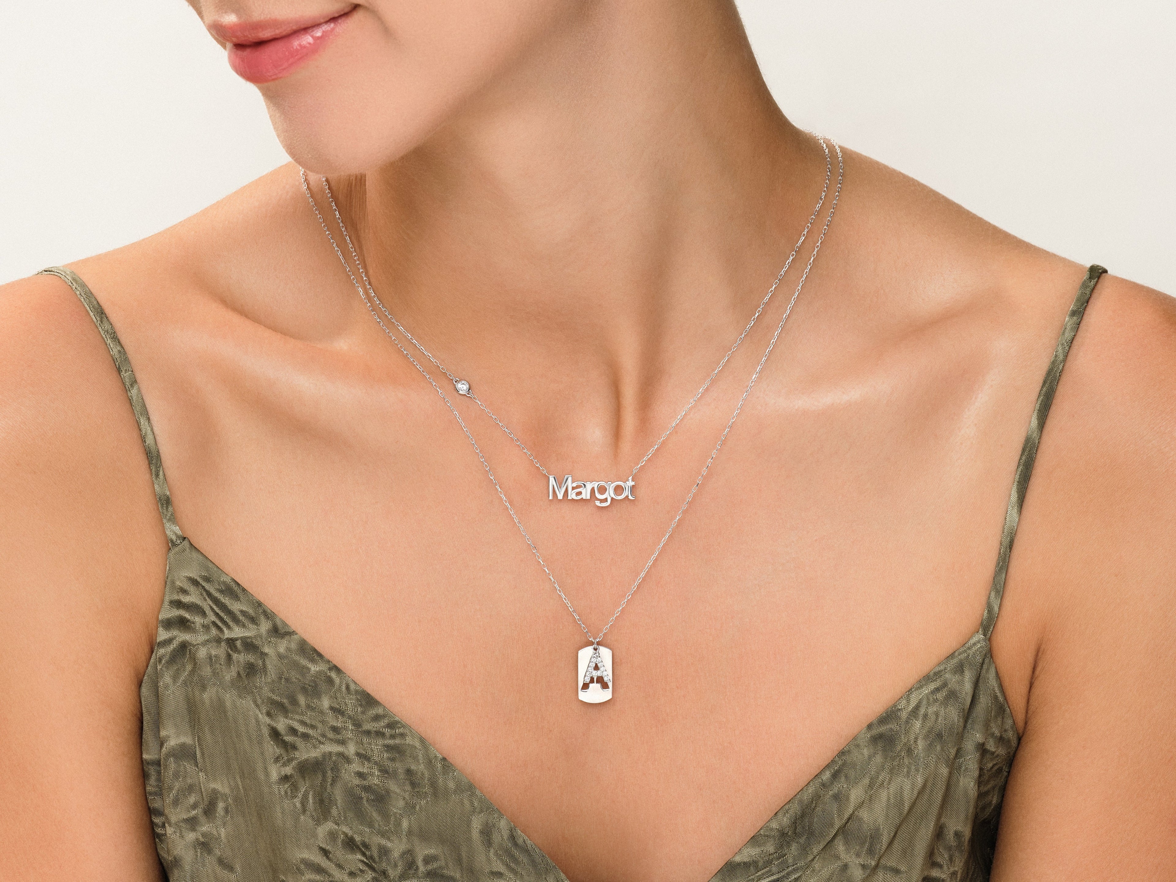 Name Necklace with Gemstone
