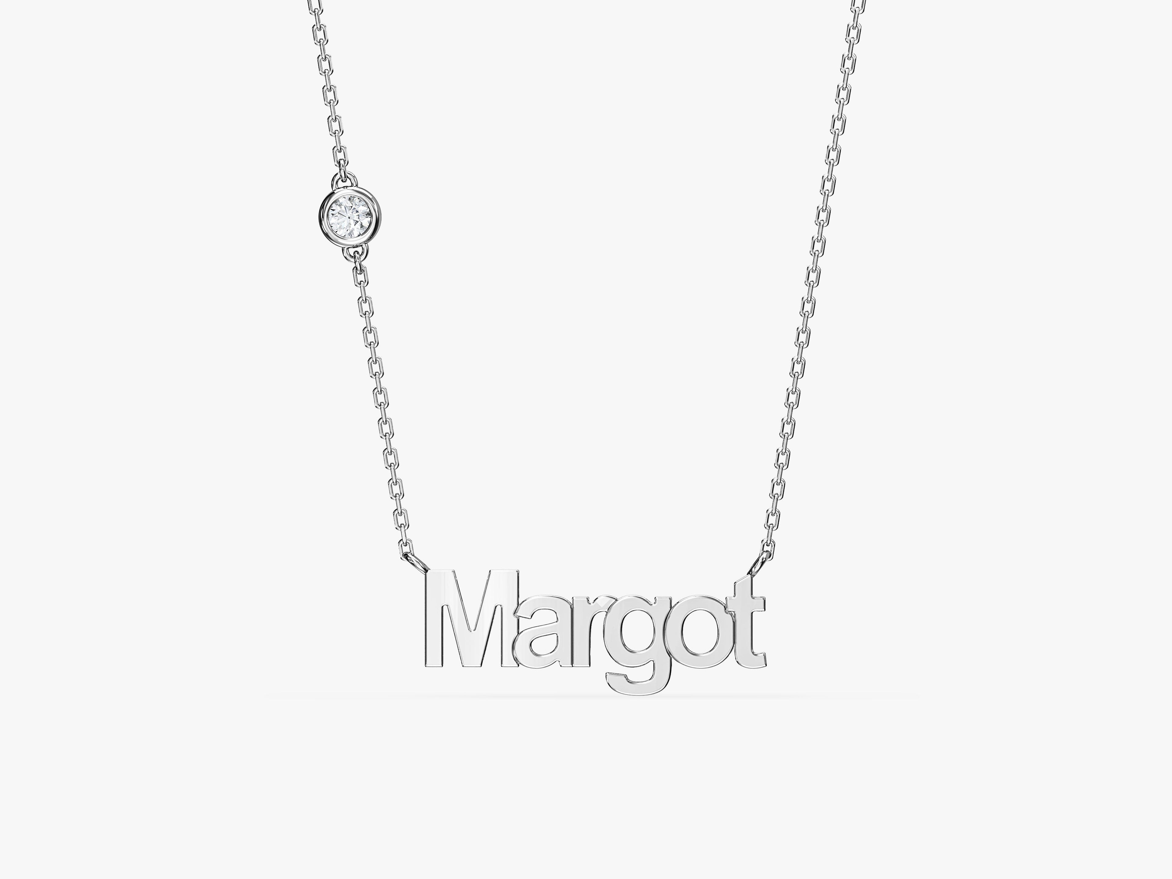 Name Necklace with Gemstone