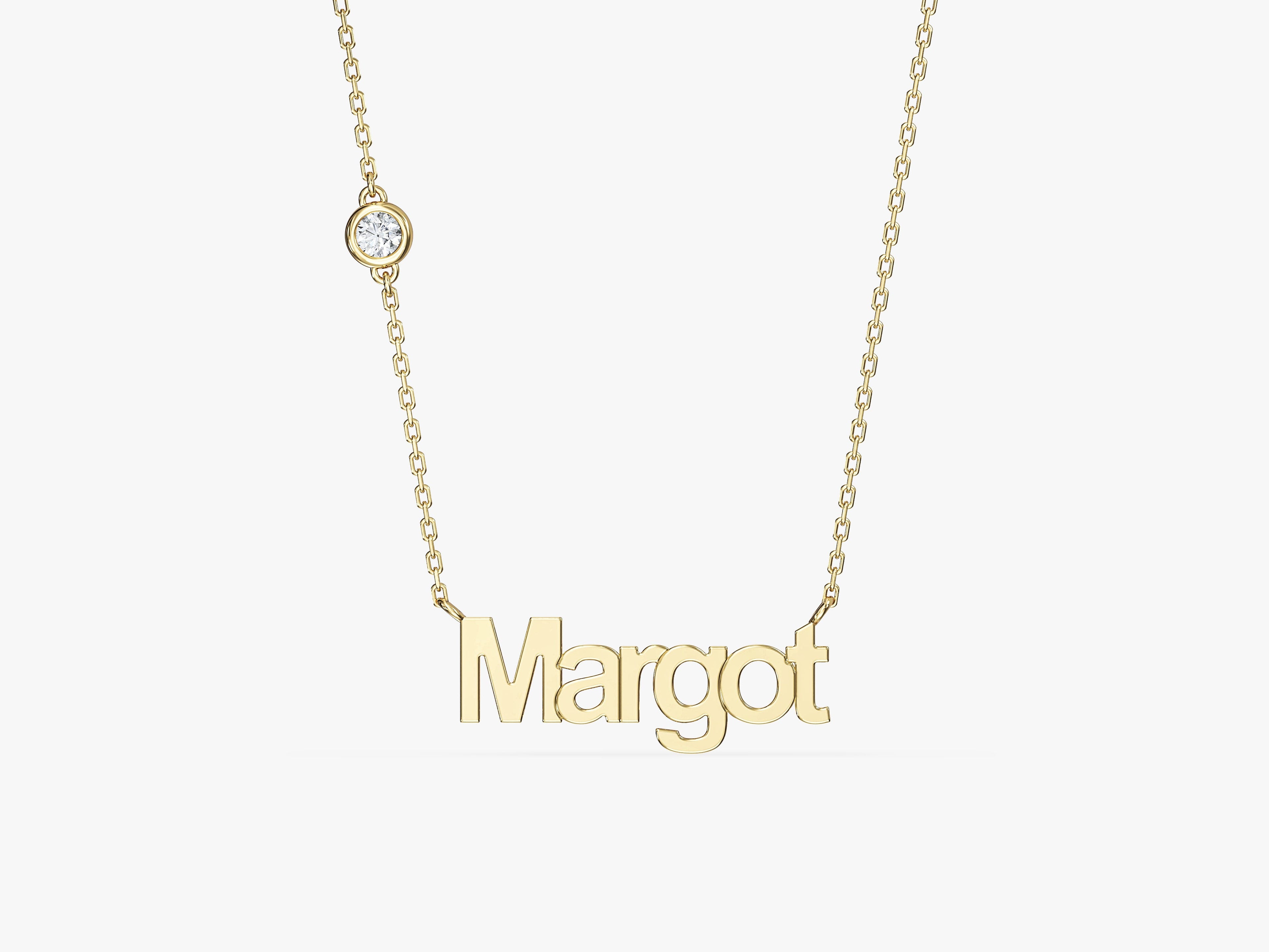 Name Necklace with Gemstone