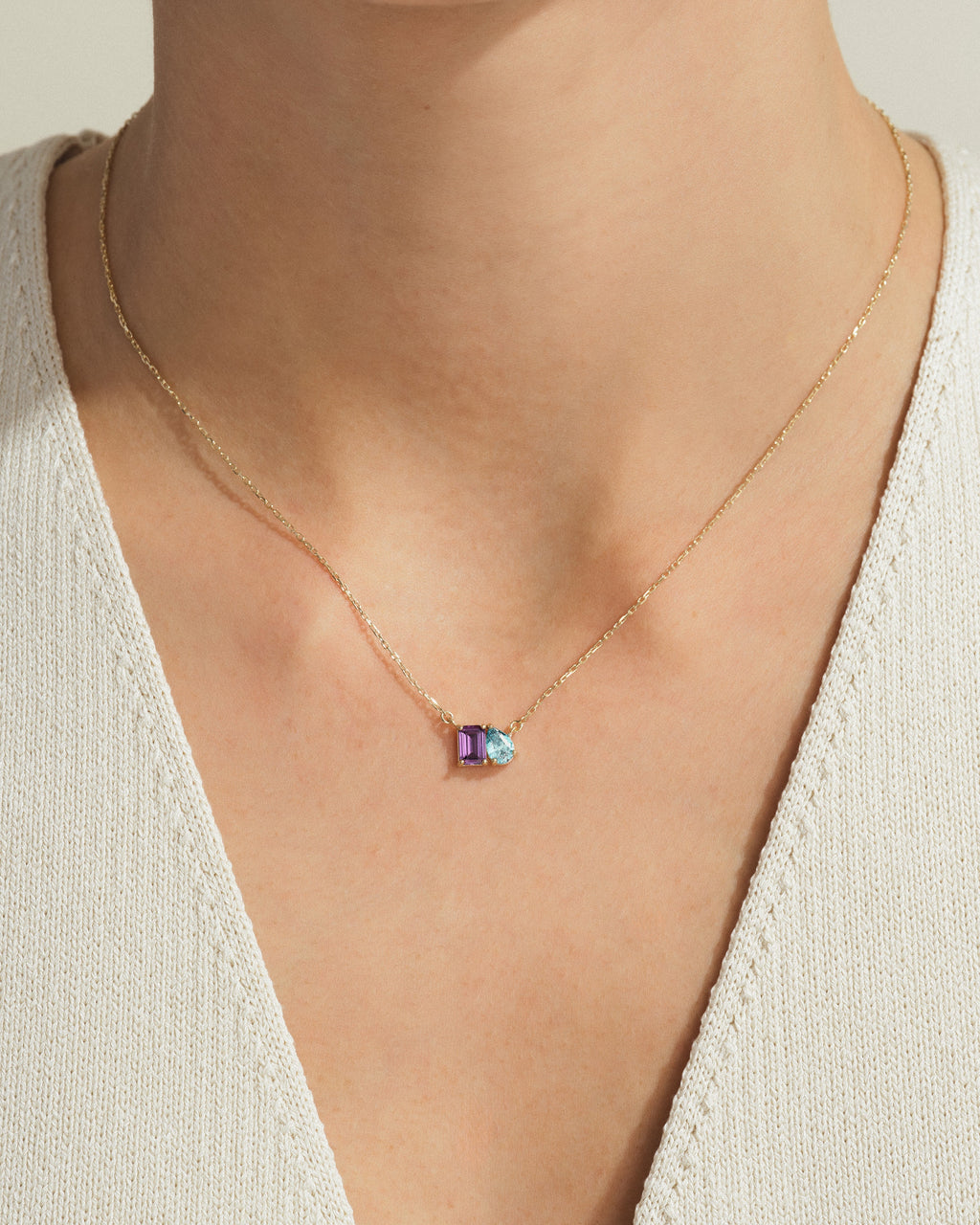 Emerald & Pear Birthstone Necklace