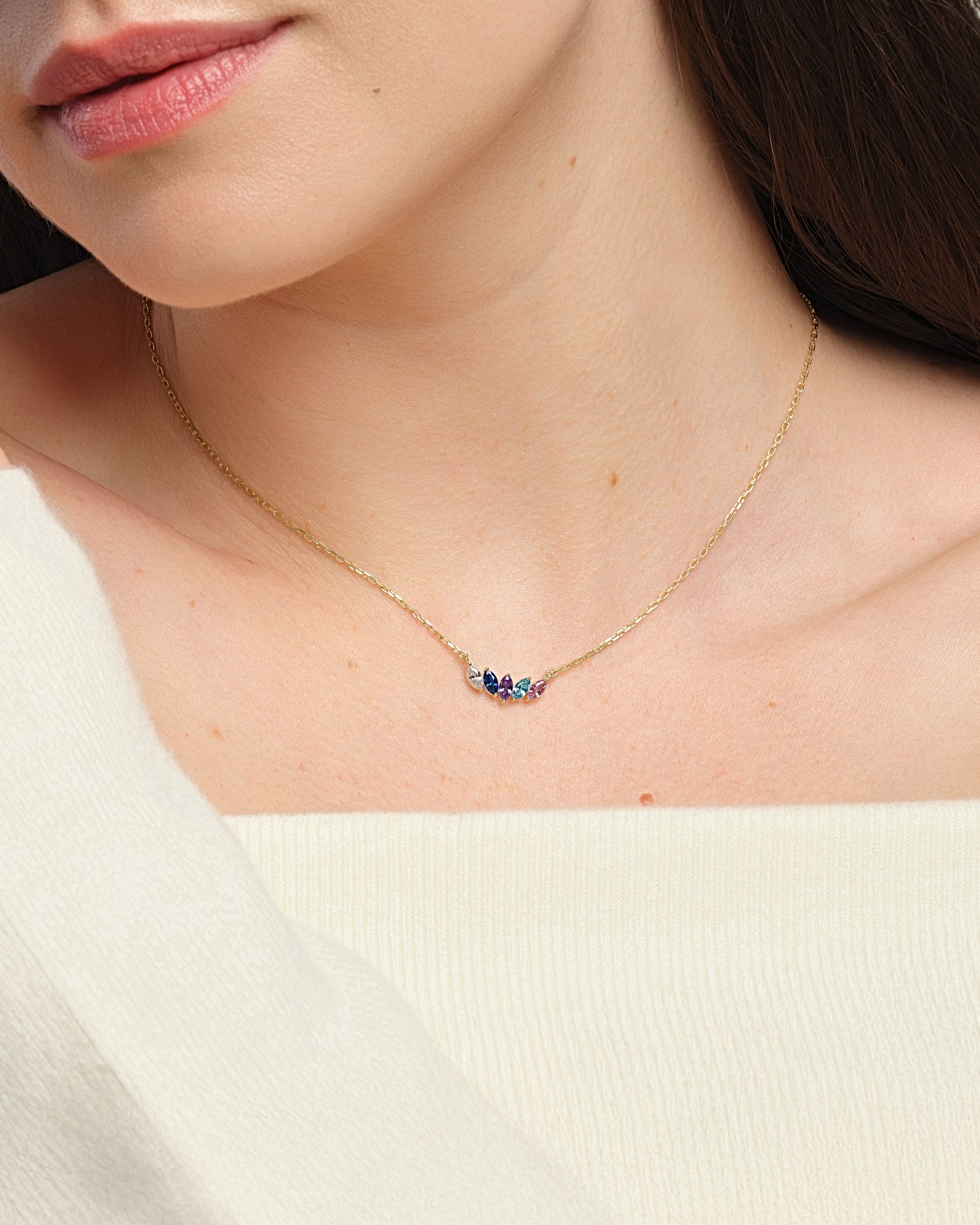 Marquise Crown Birthstone Necklace