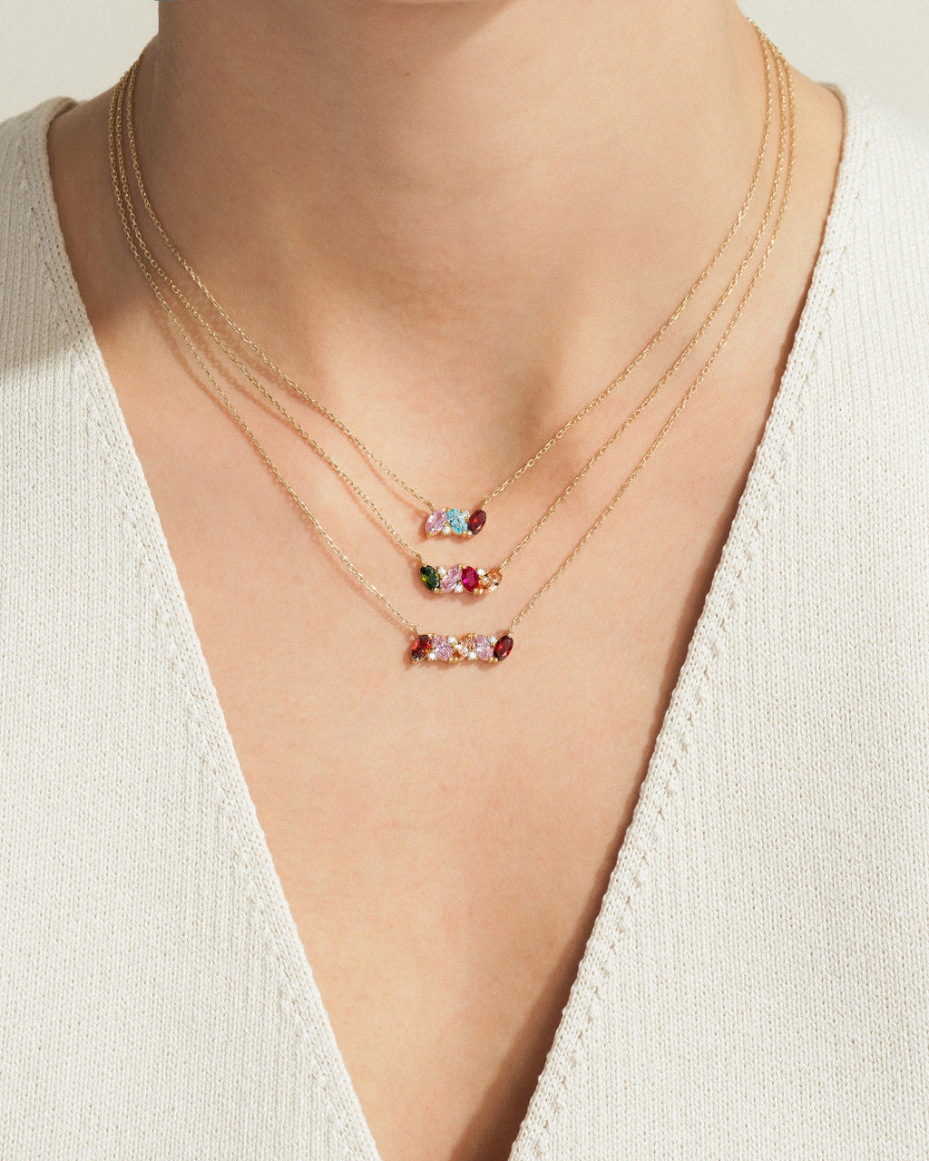 Oval Multi Birthstone Necklace