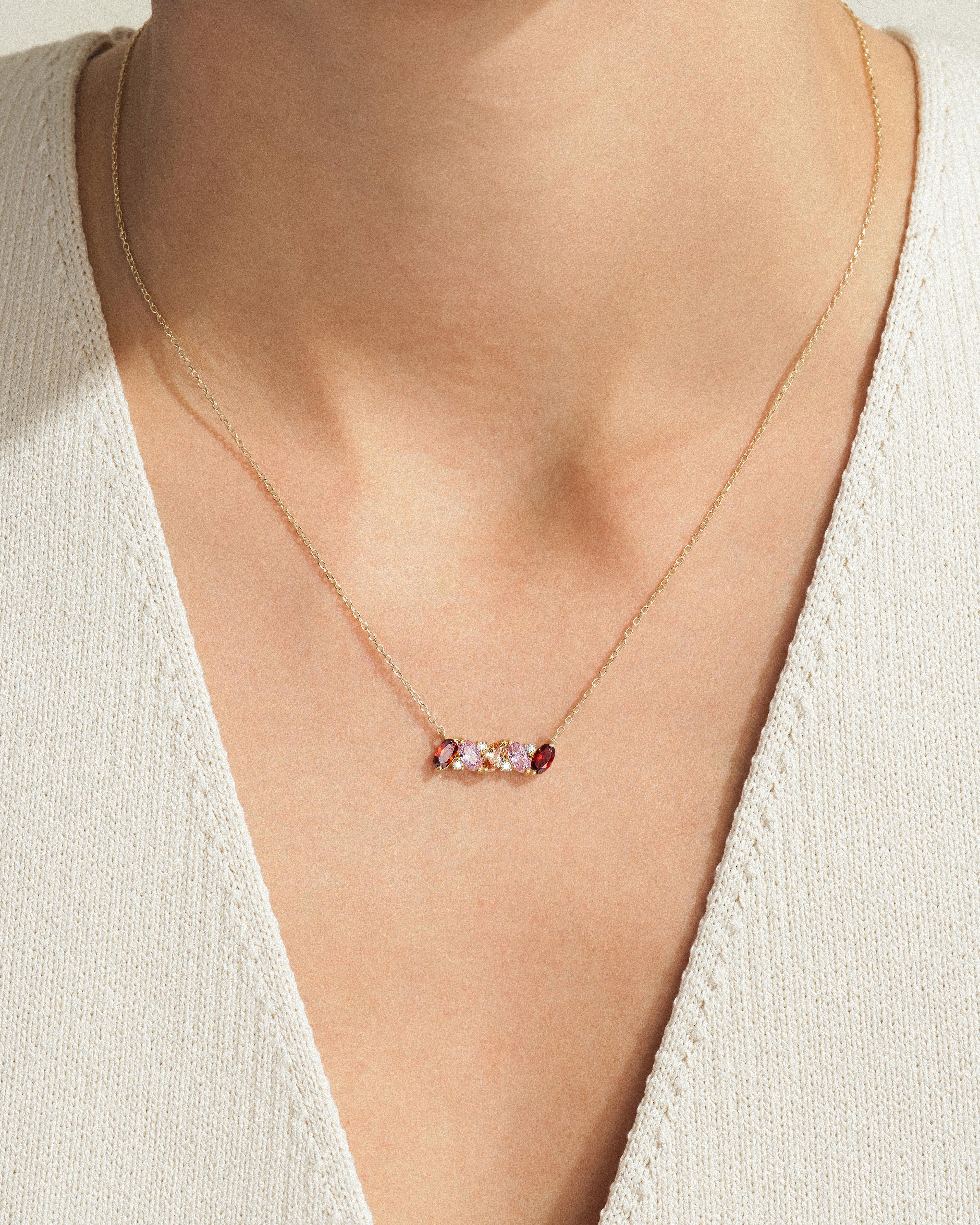 Oval Multi Birthstone Necklace