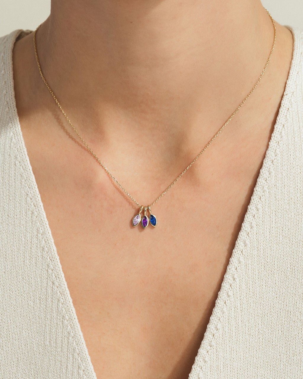 Marquise Family Birthstone Necklace