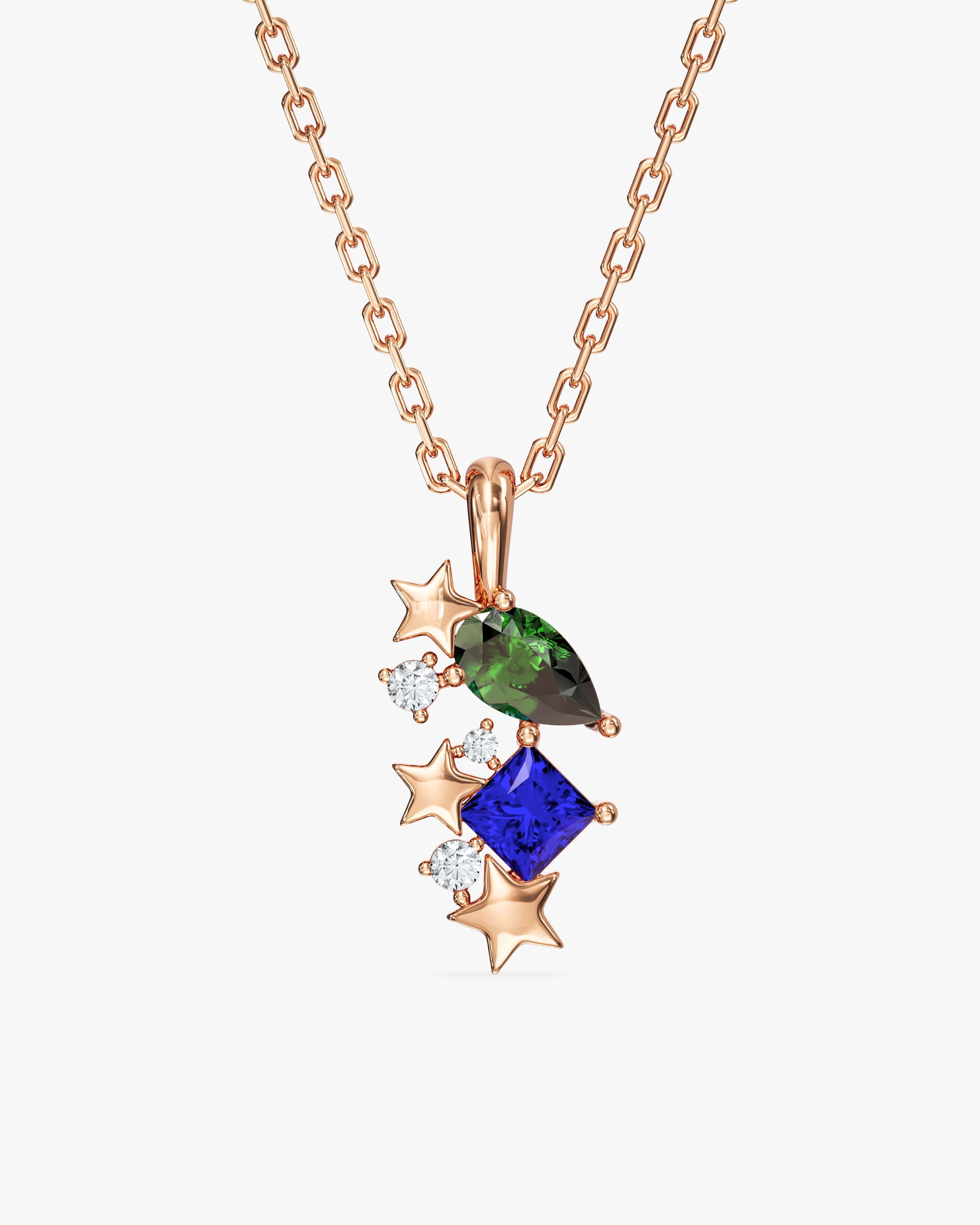 Pear and Princess Birthstone Necklace