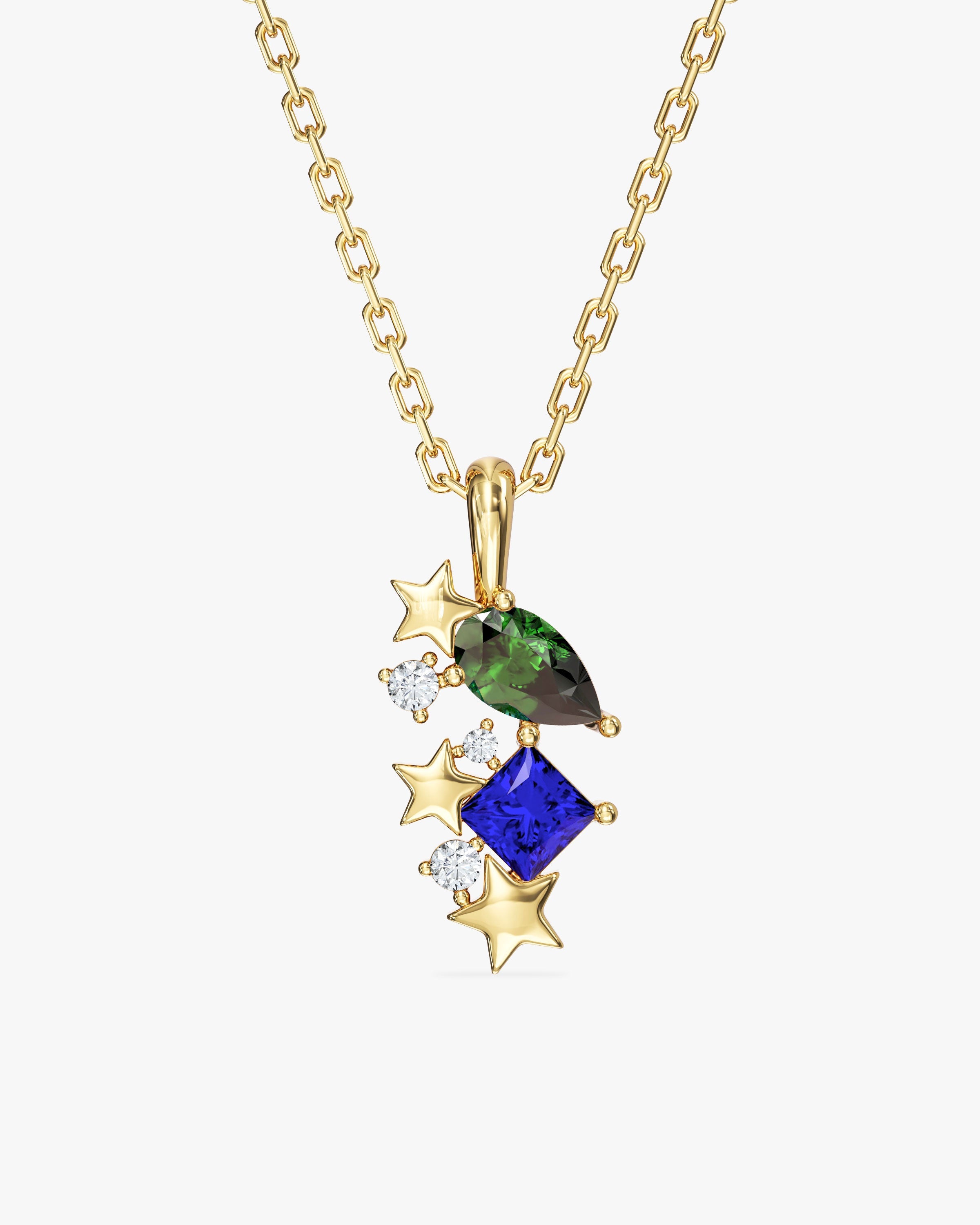 Pear and Princess Birthstone Necklace