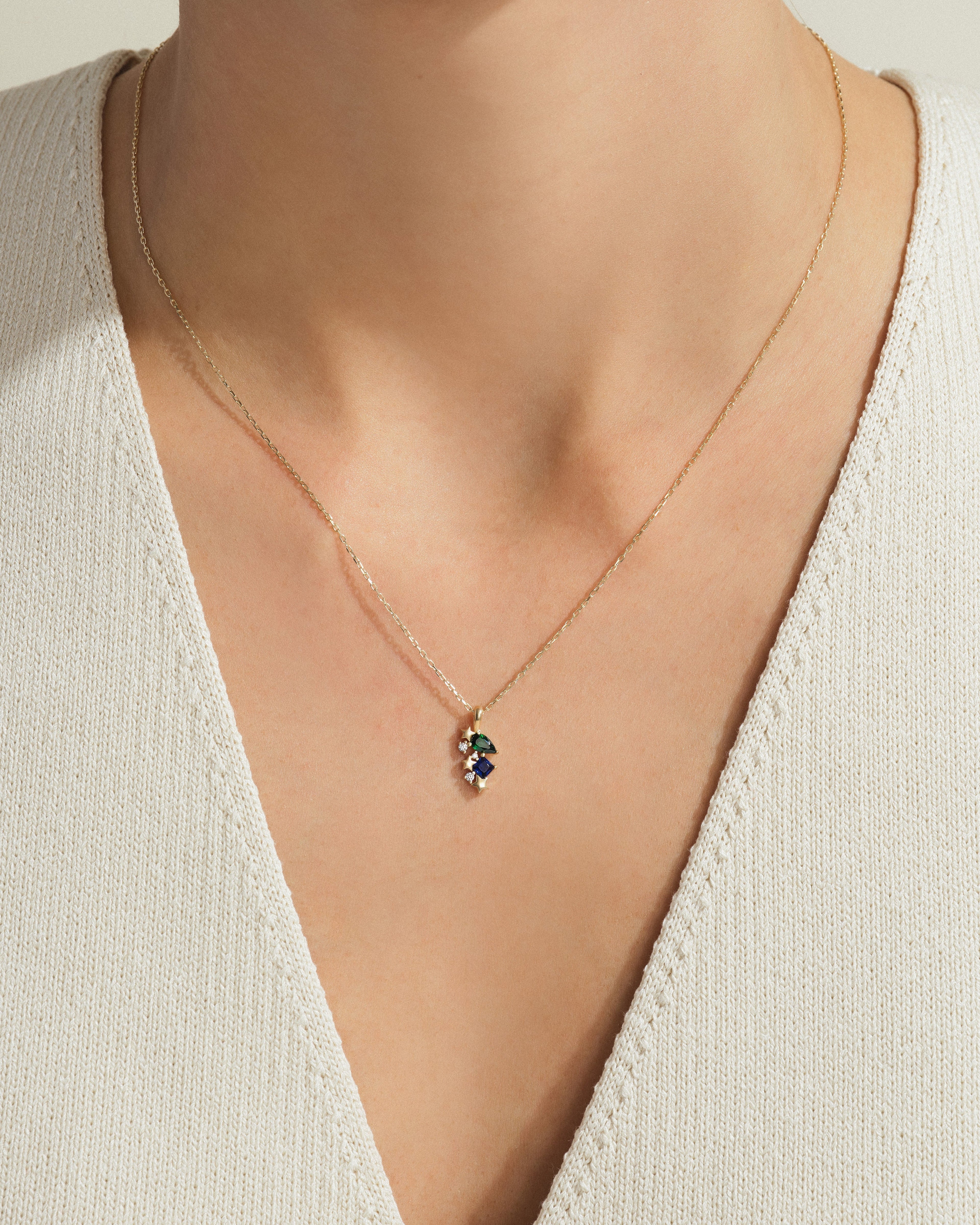 Pear and Princess Birthstone Necklace