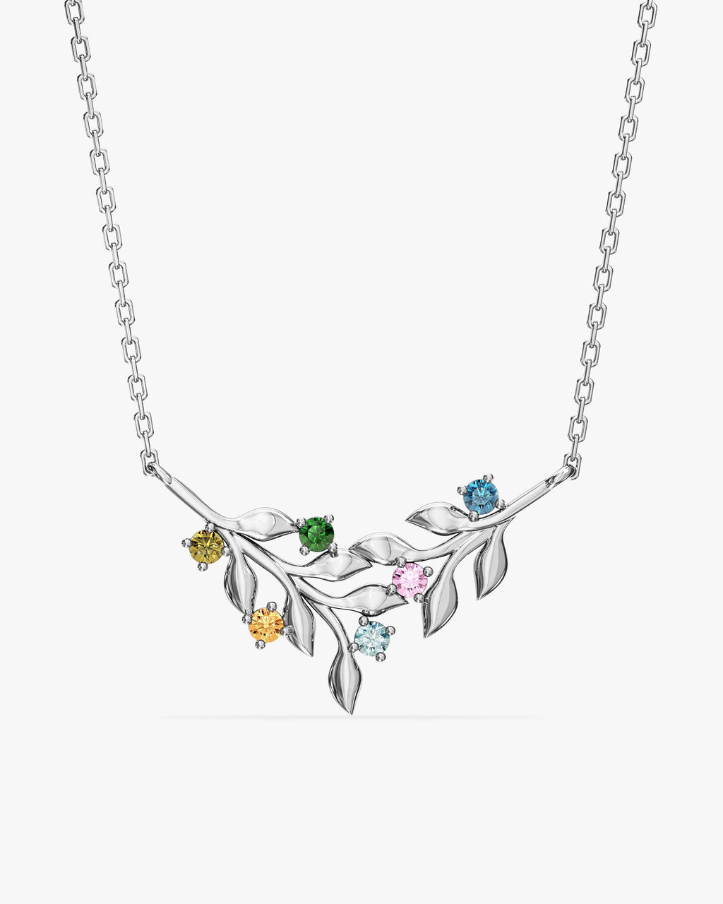 Floral Multi Birthstone Necklace