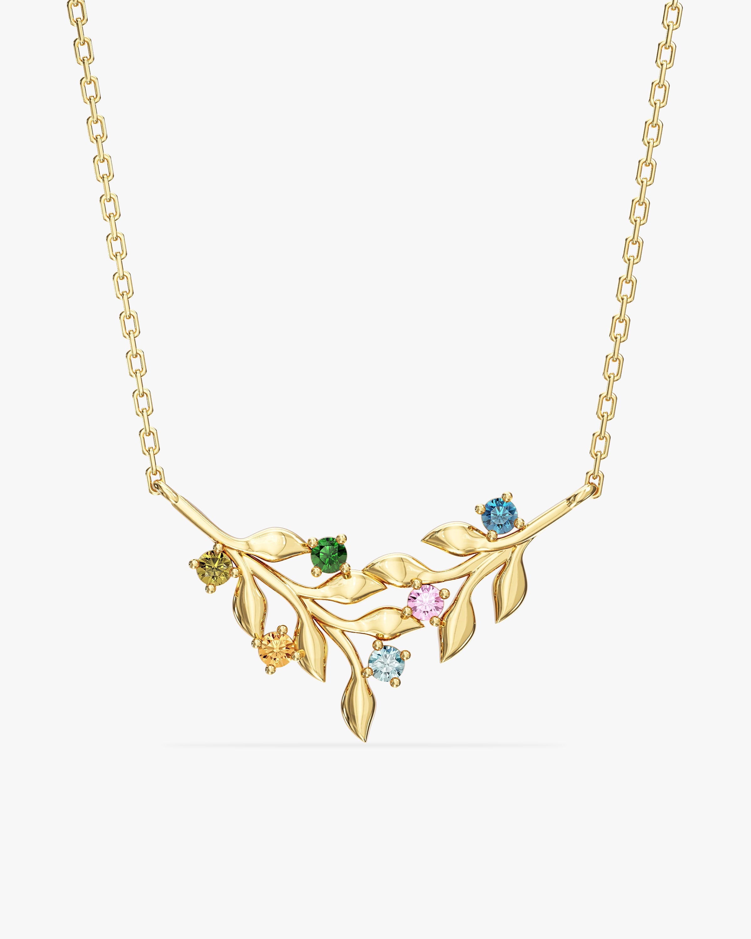Floral Multi Birthstone Necklace