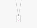White Enamel Initial Necklace with Birthstone