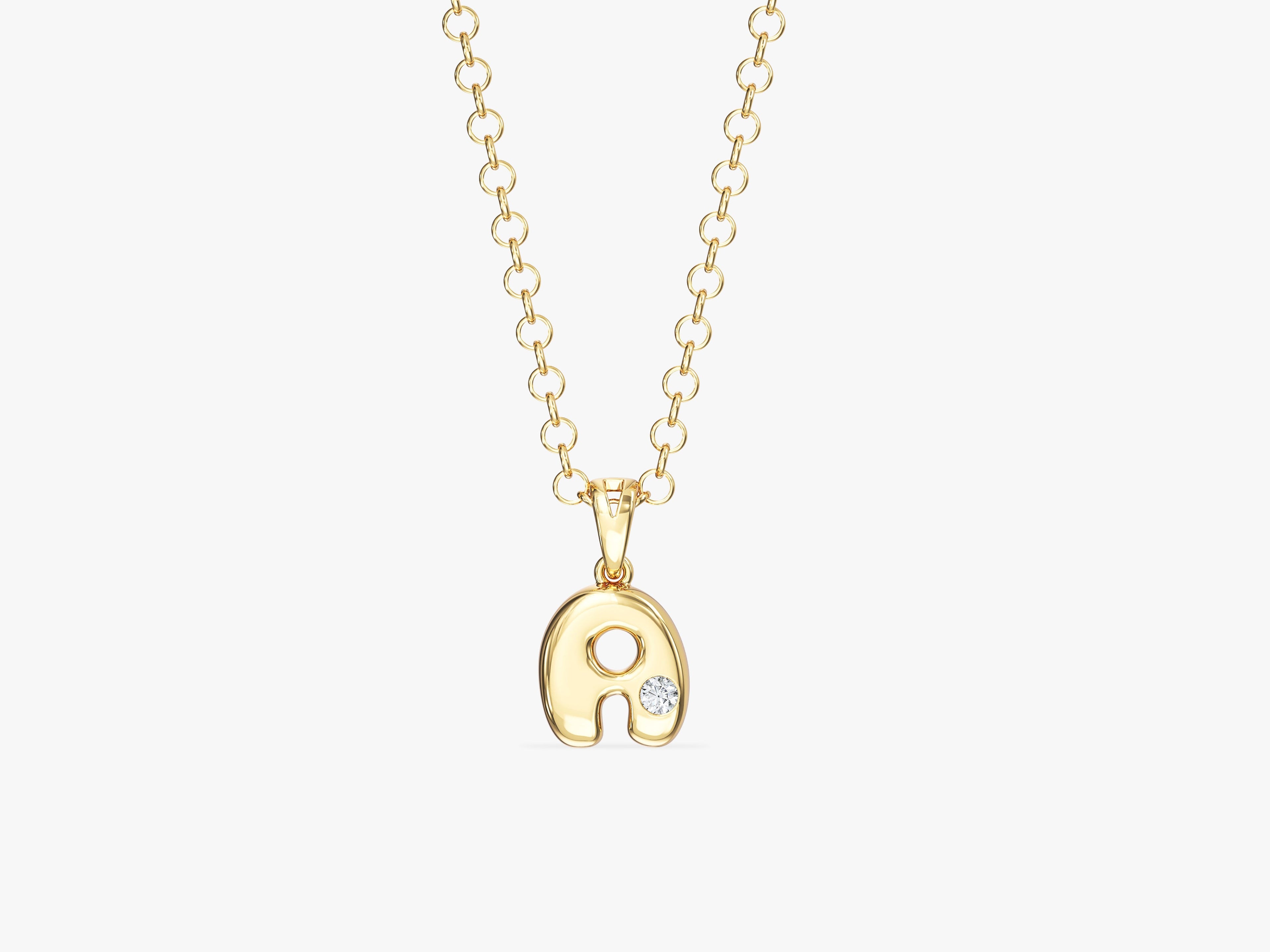 Bubble Initial Necklace with Gemstone