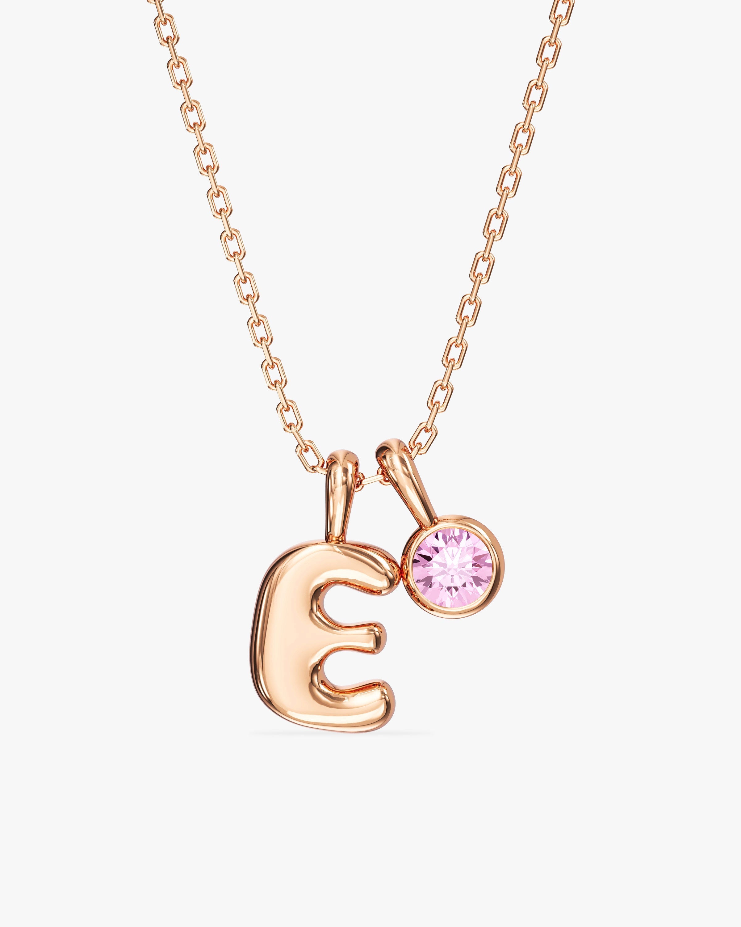 Initial Letter Birthstone Charm Necklace