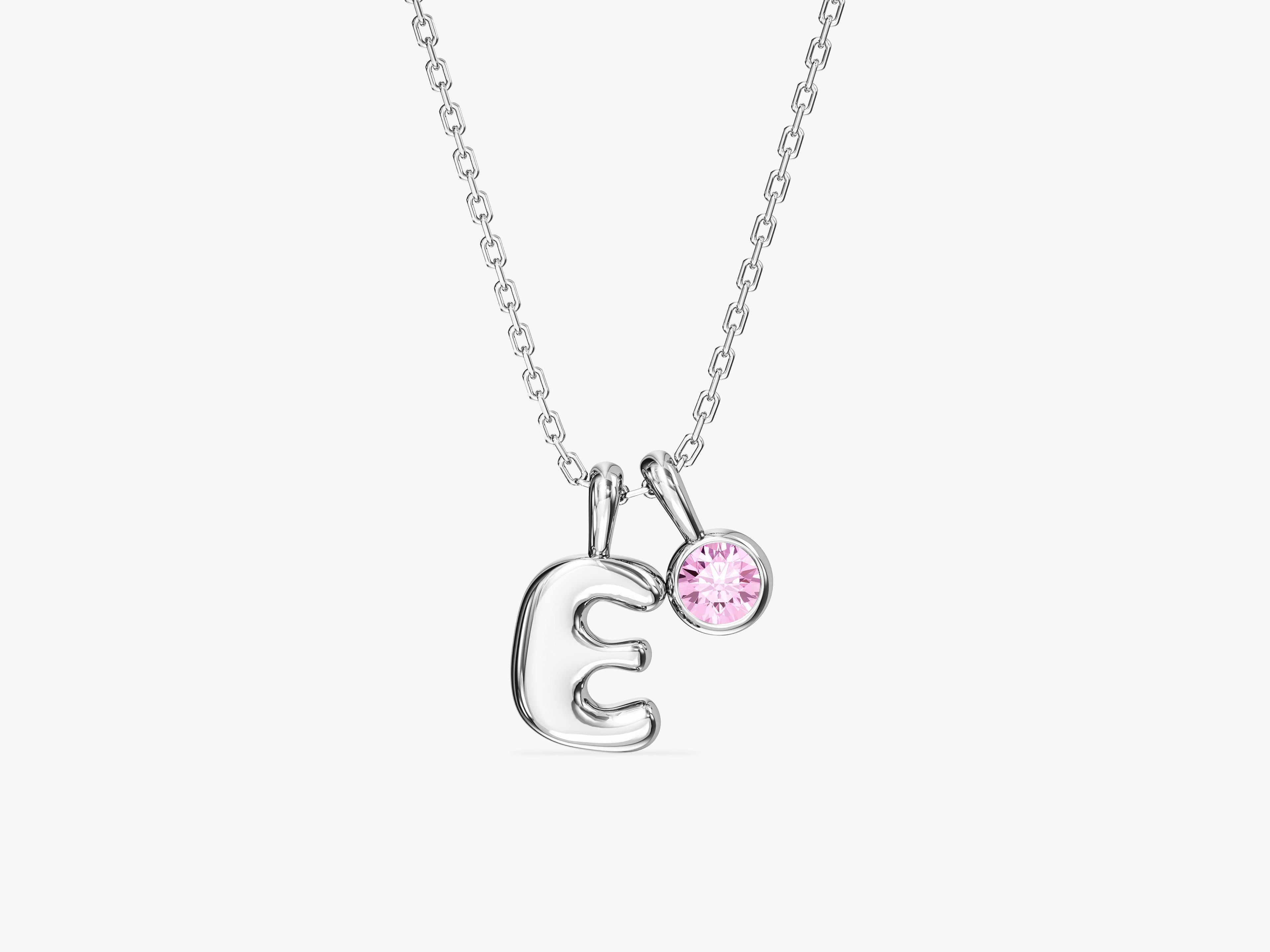 Initial Birthstone Charm Necklace