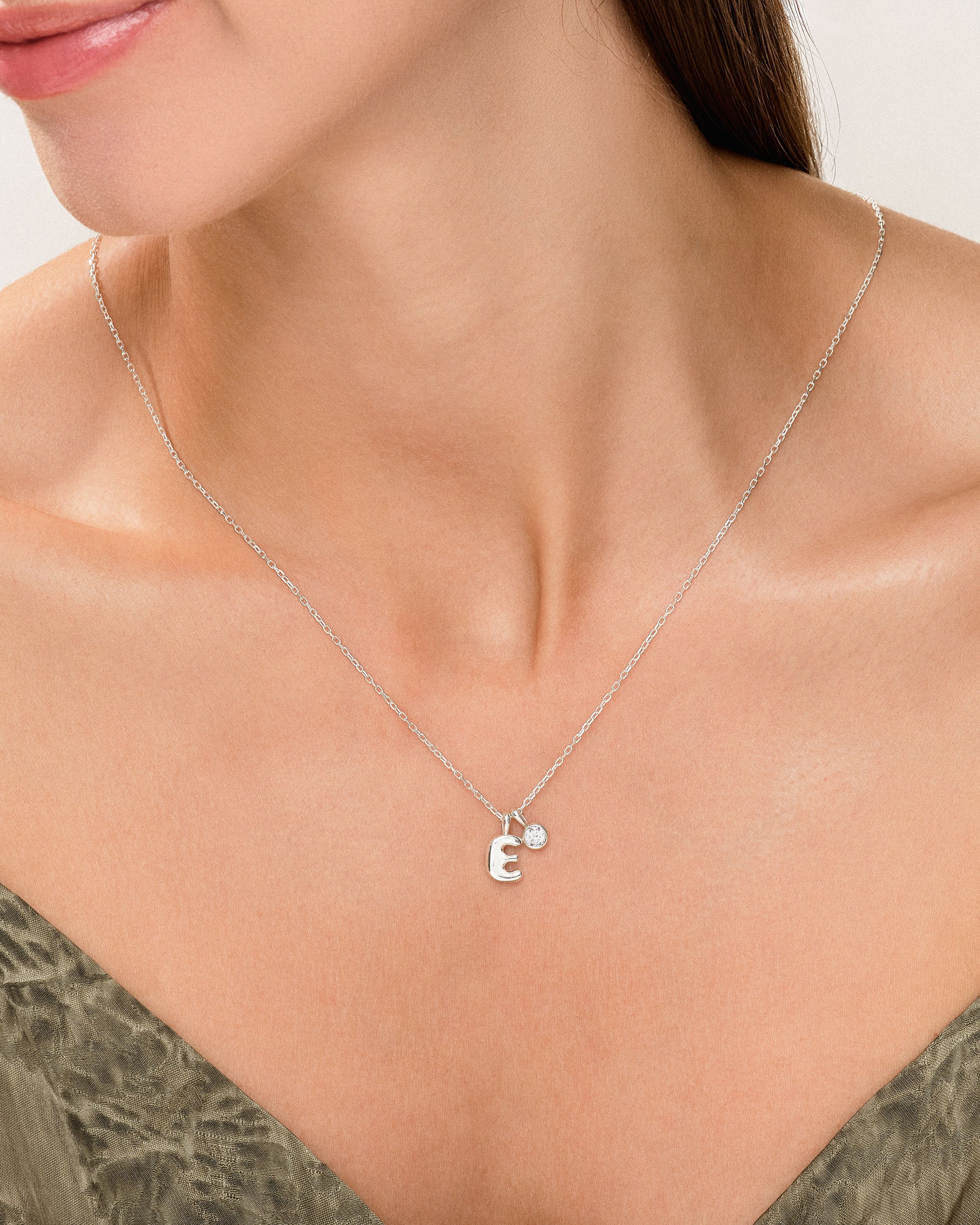 Initial Birthstone Charm Necklace