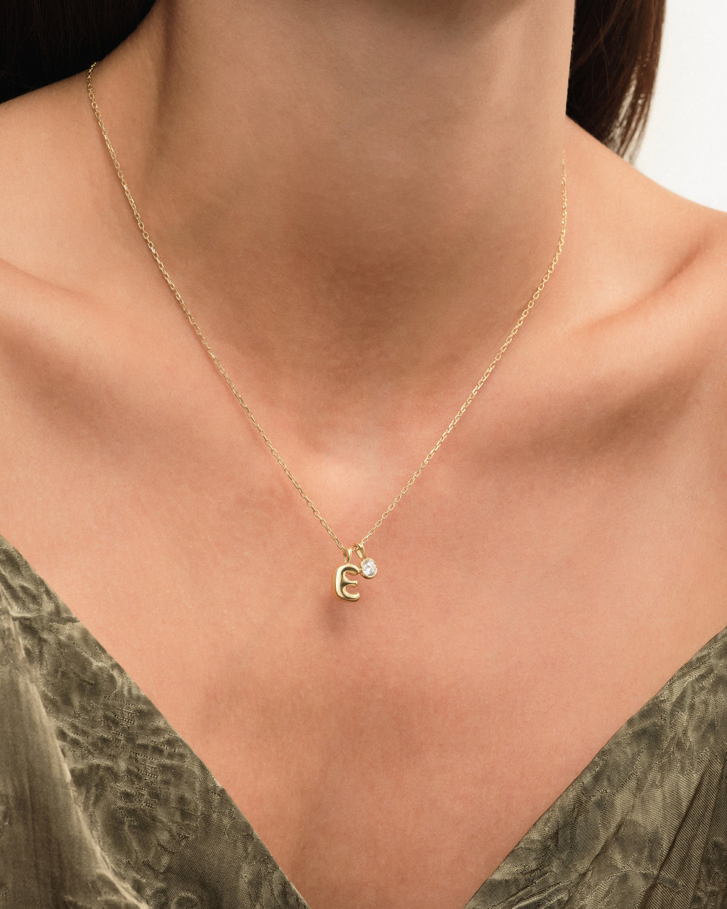Initial Letter Birthstone Charm Necklace