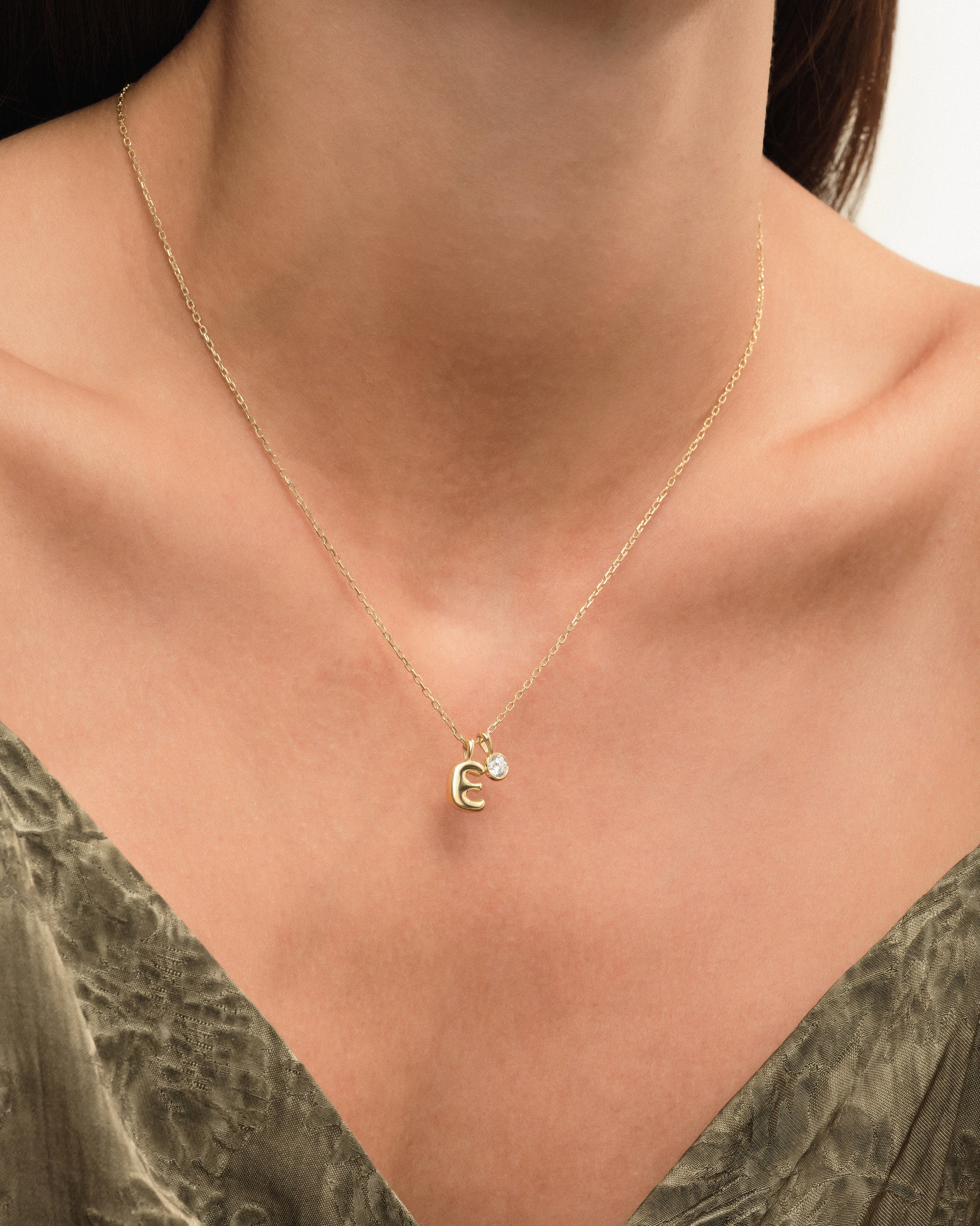 Initial Letter Birthstone Charm Necklace