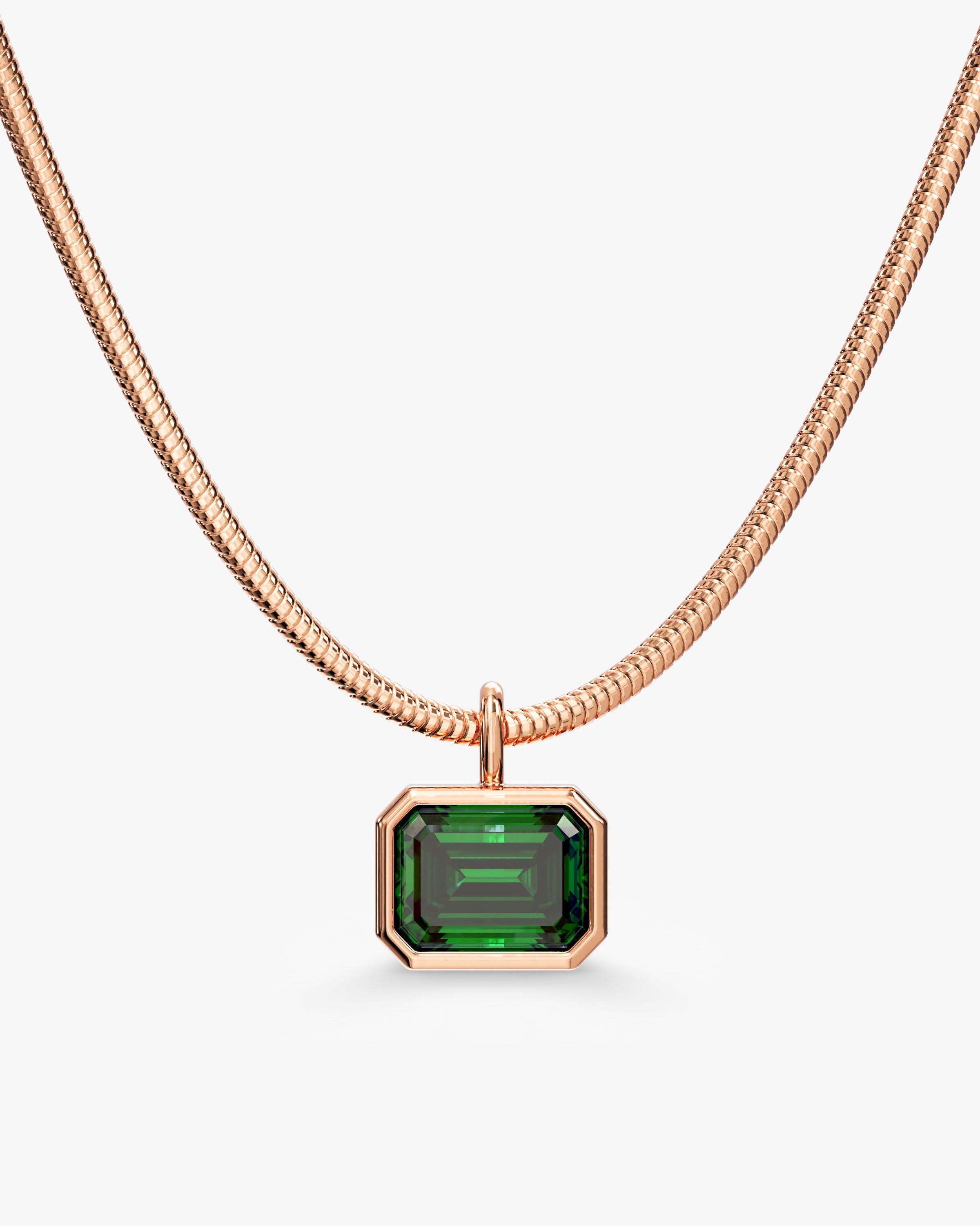 Emerald Cut Birthstone Necklace