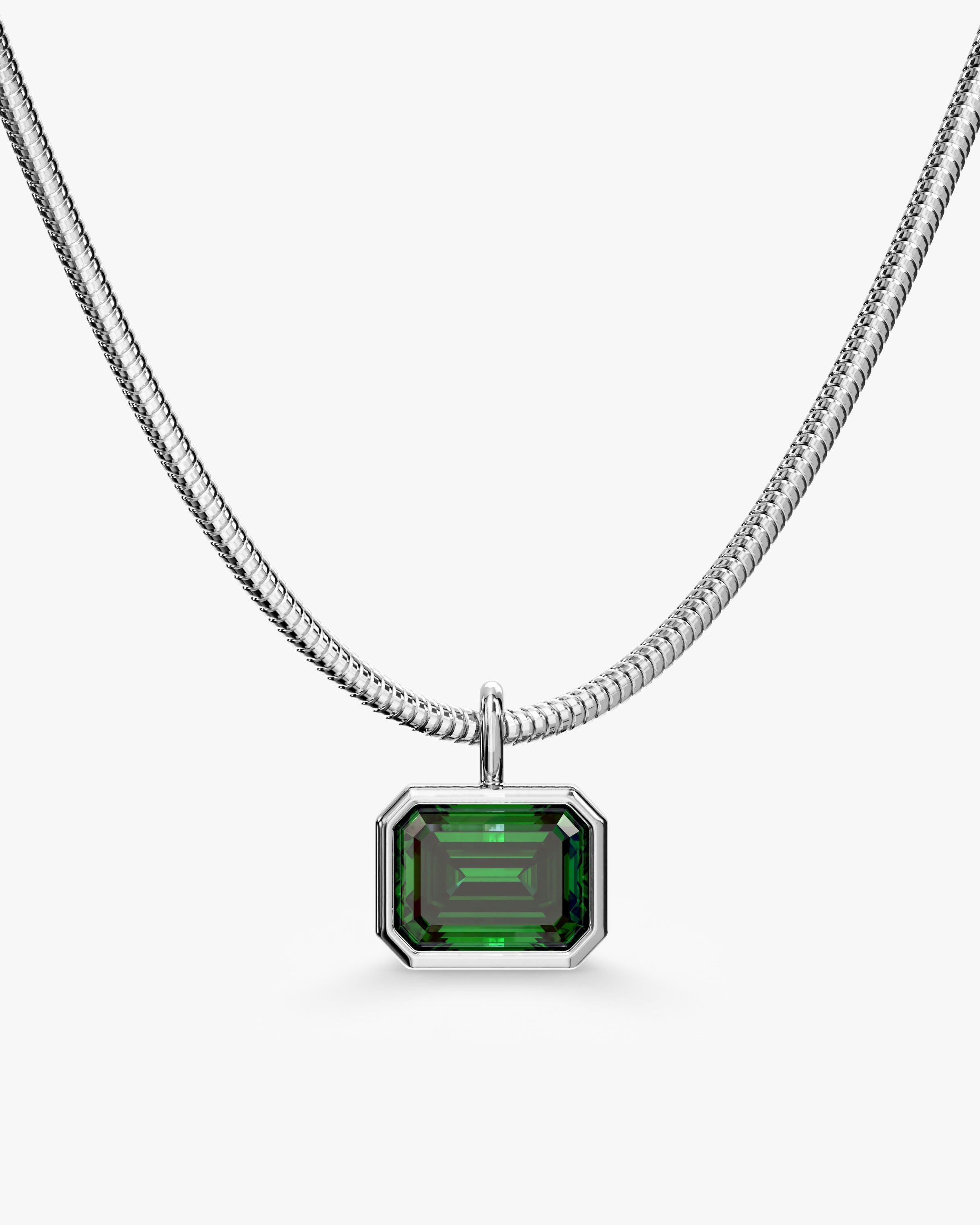 Emerald Cut Birthstone Necklace