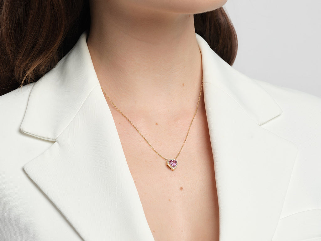 Halo Pink Heart Necklace