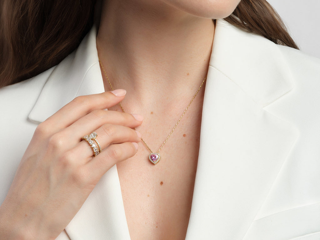 Halo Pink Heart Necklace