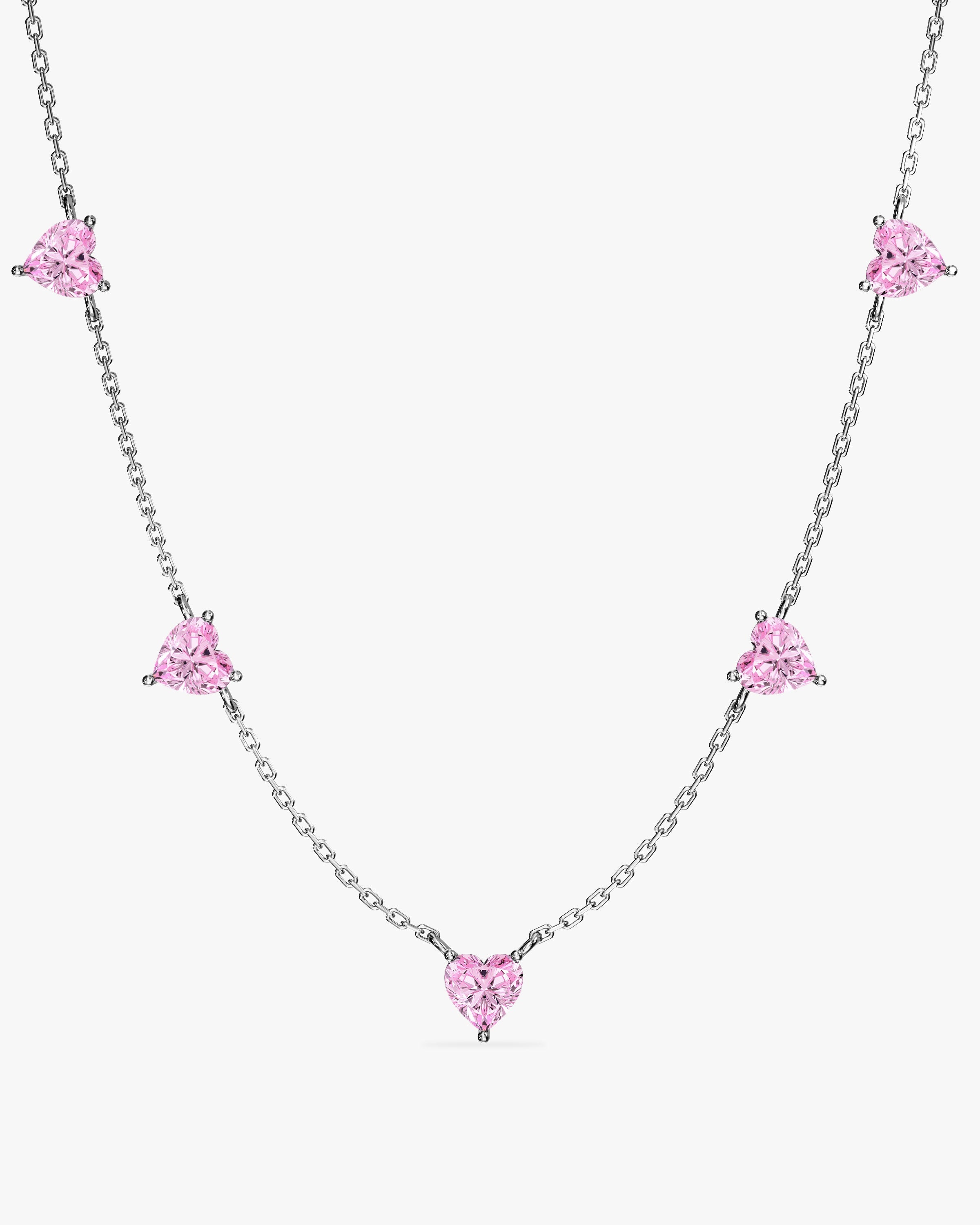 Heart Birthstone Station Necklace