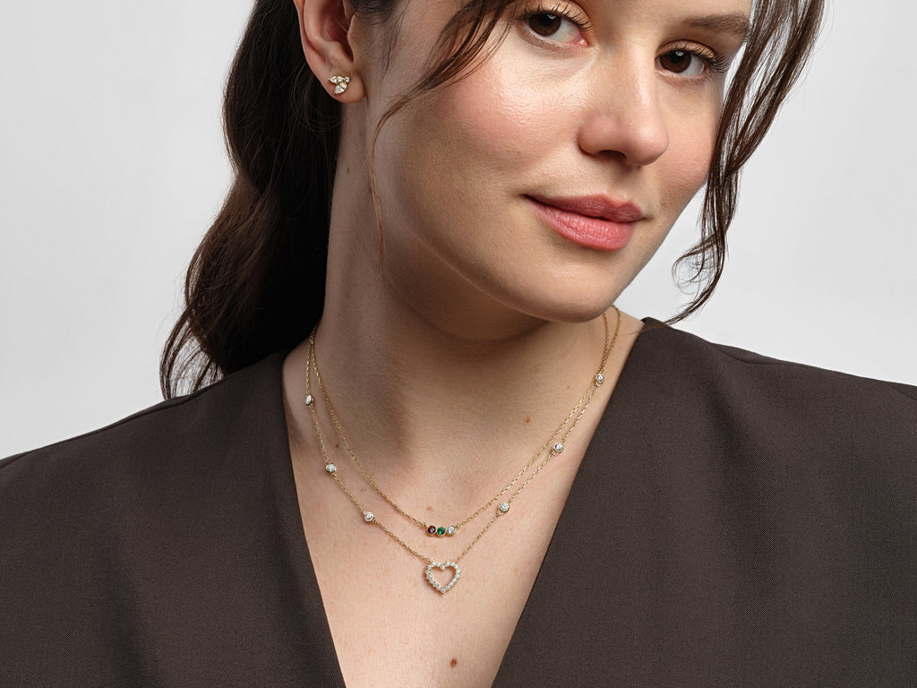Heart Charm with Station Necklace