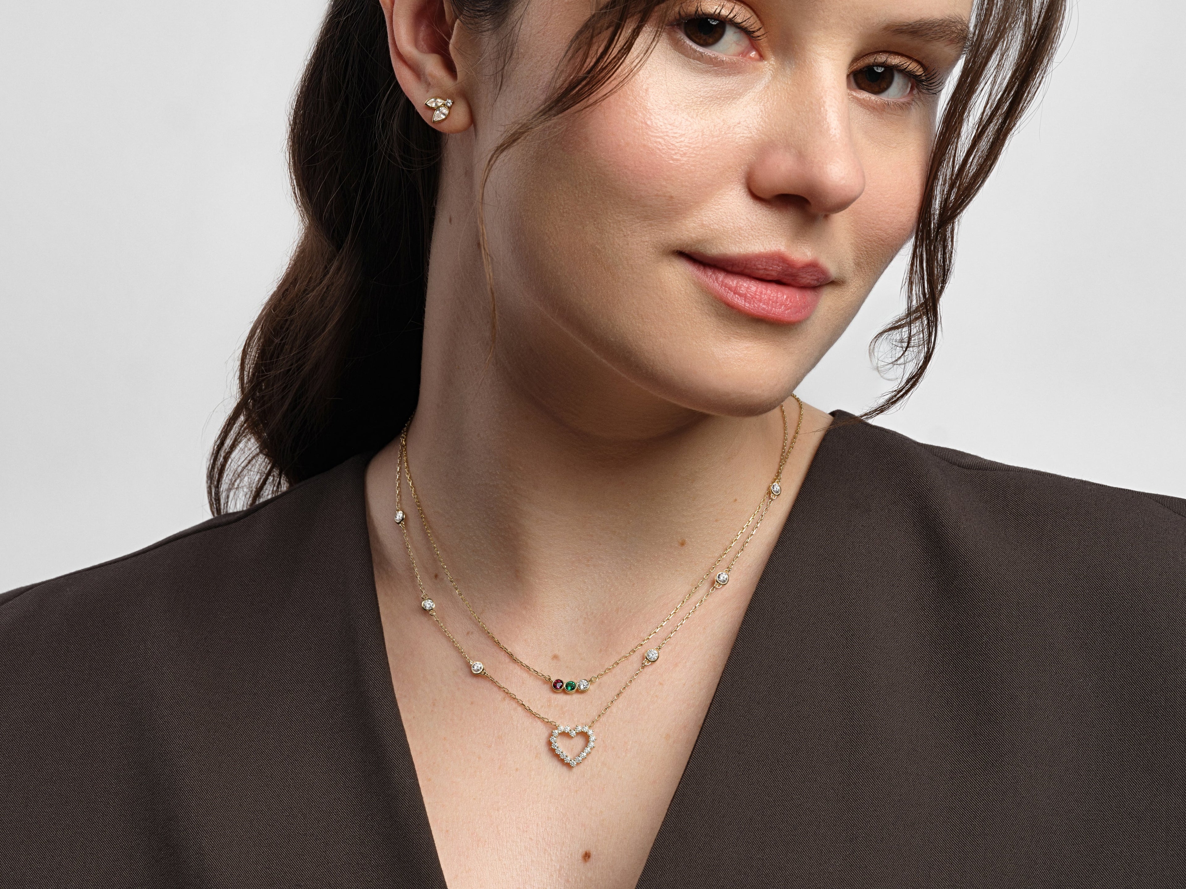 Heart Charm with Station Necklace