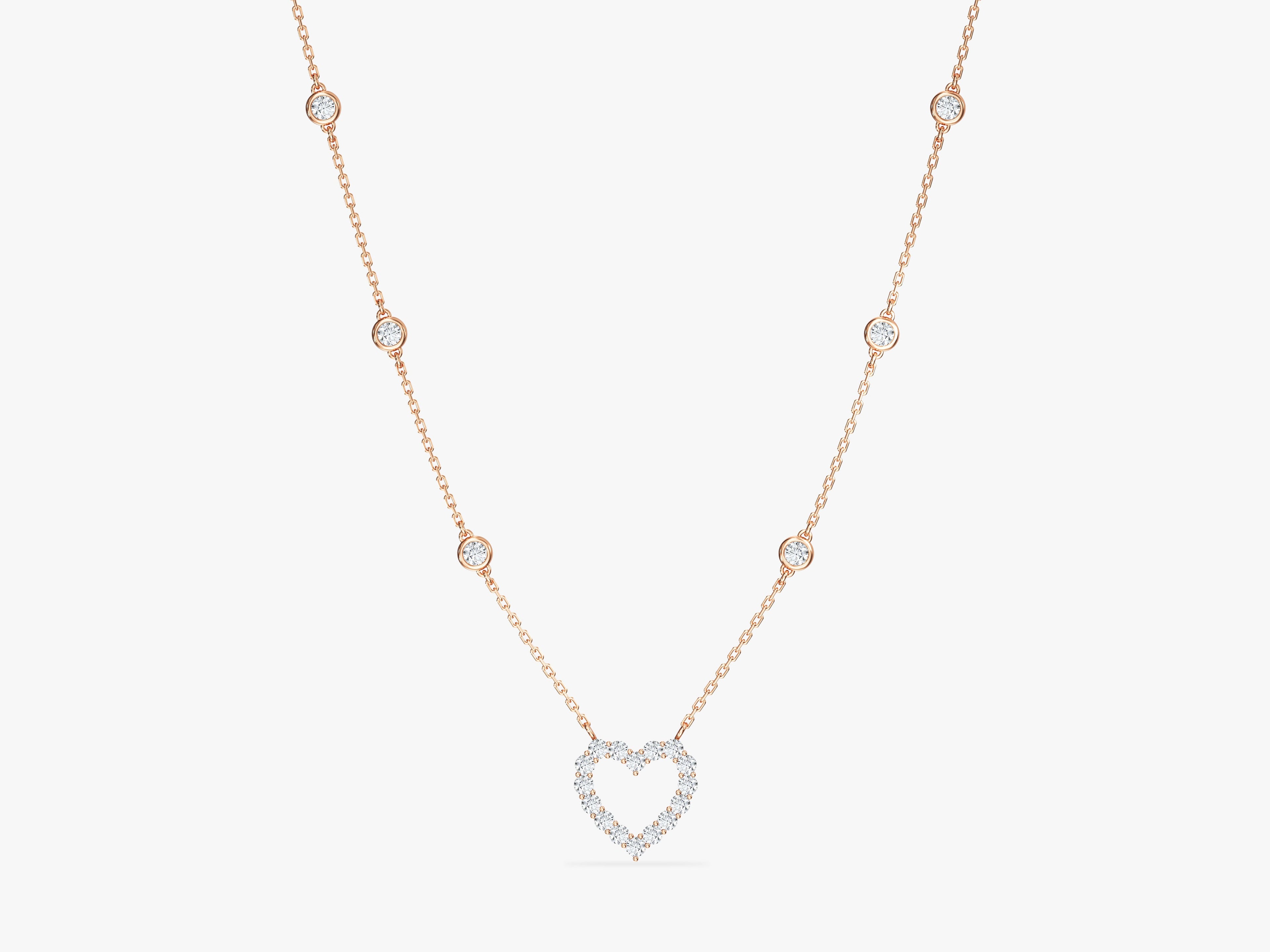 Heart Charm with Station Necklace