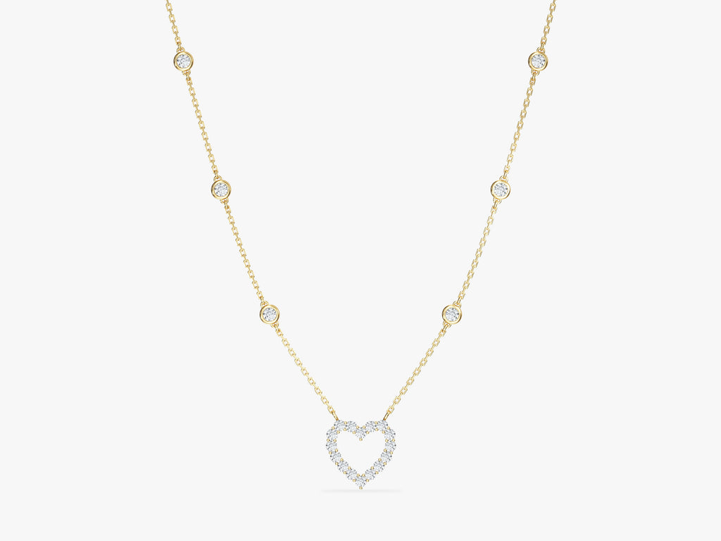 Heart Charm with Station Necklace