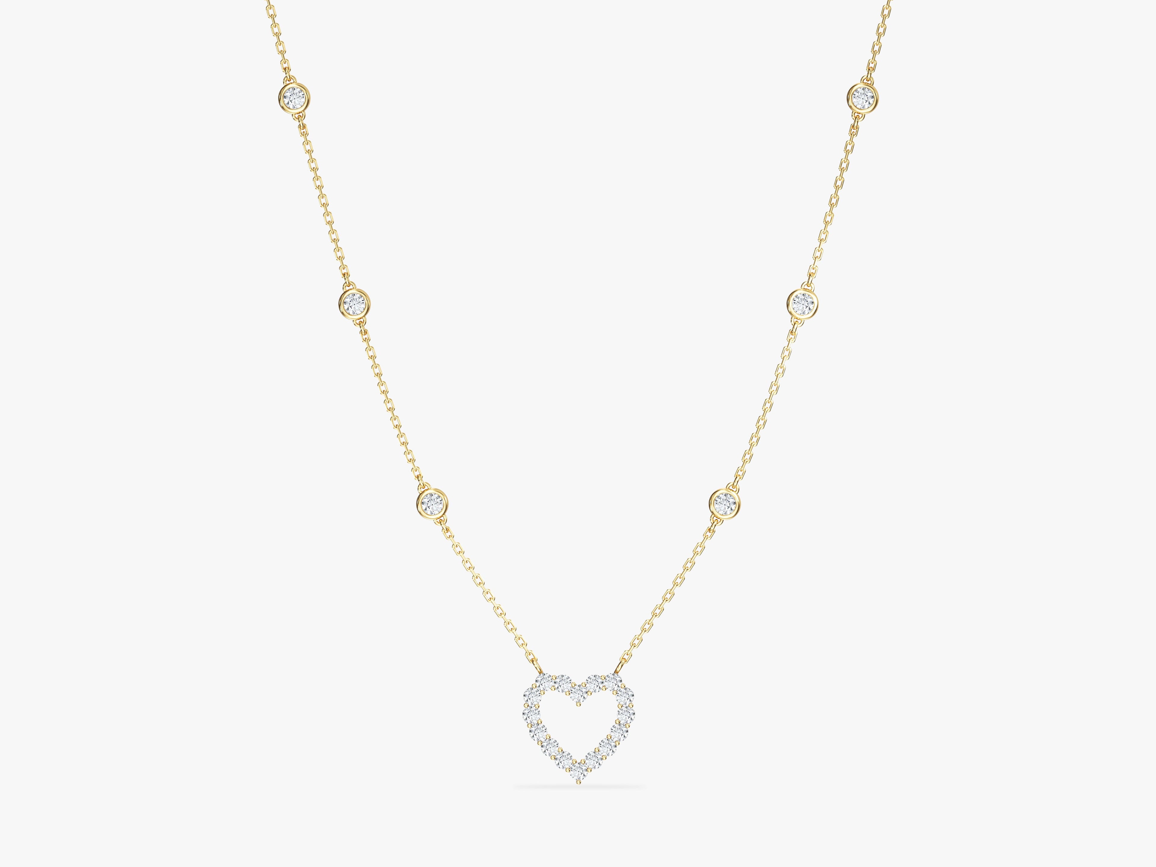 Heart Charm with Station Necklace