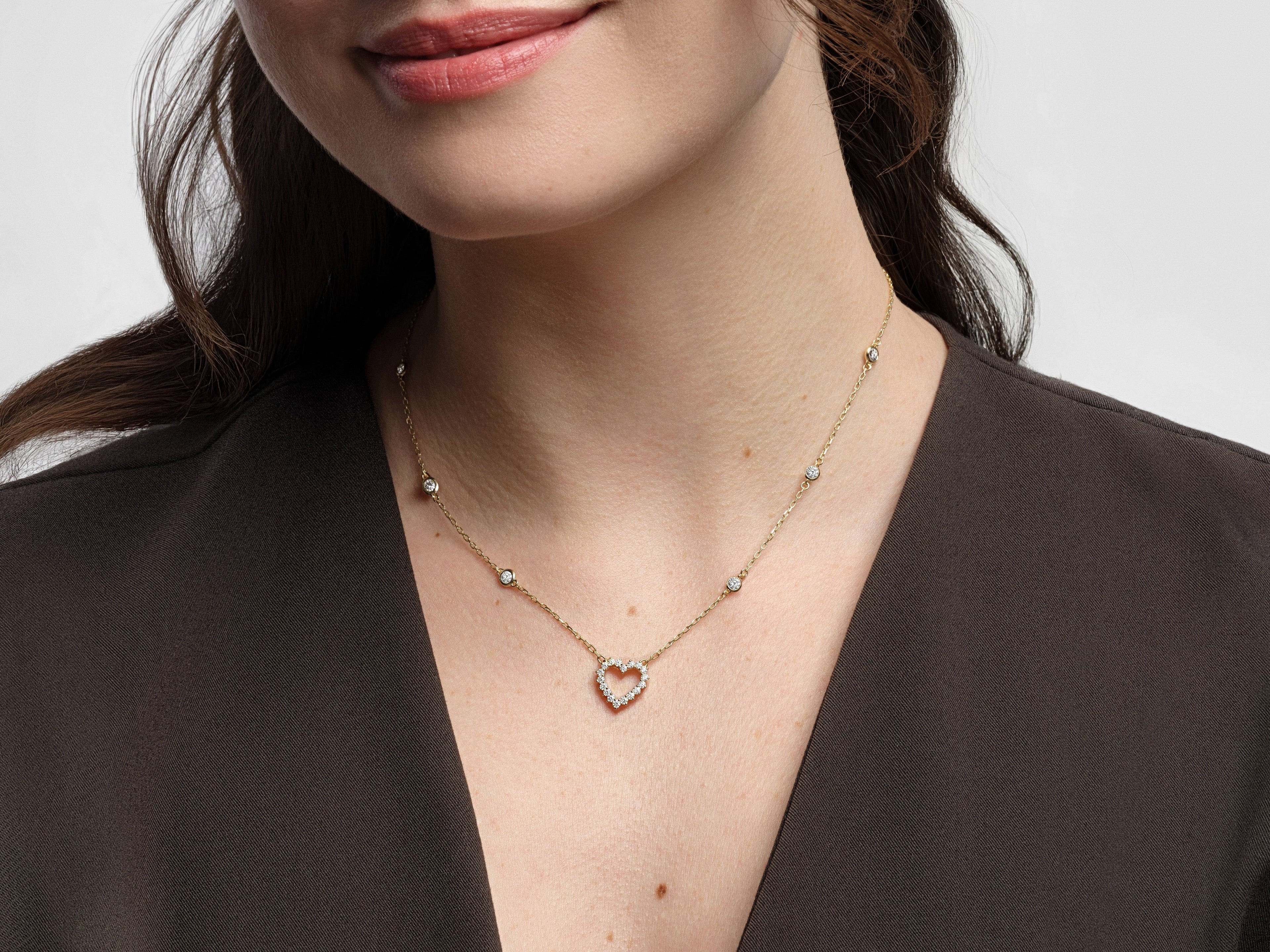 Heart Charm with Station Necklace