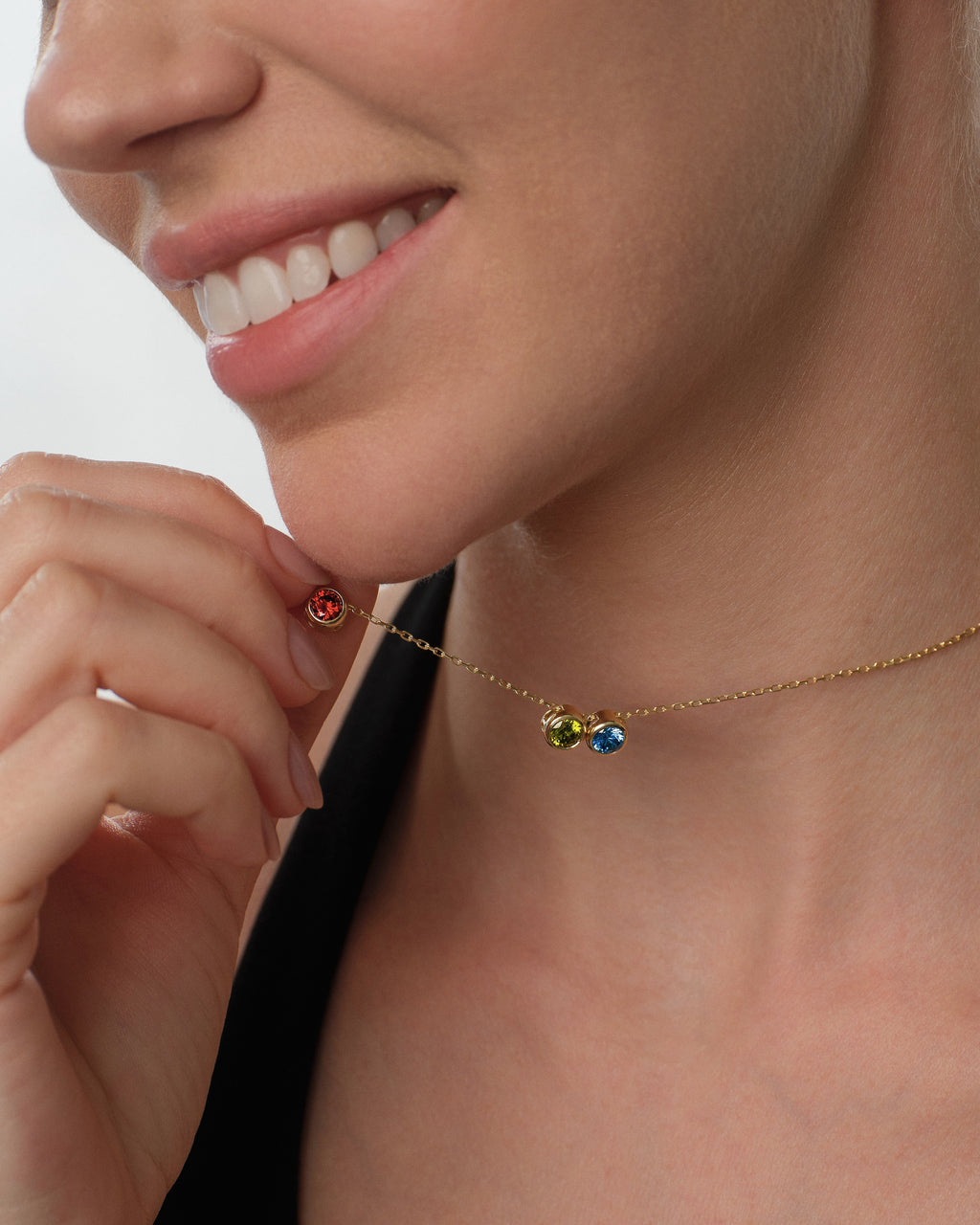 Round Cut Birthstone Charm Necklace