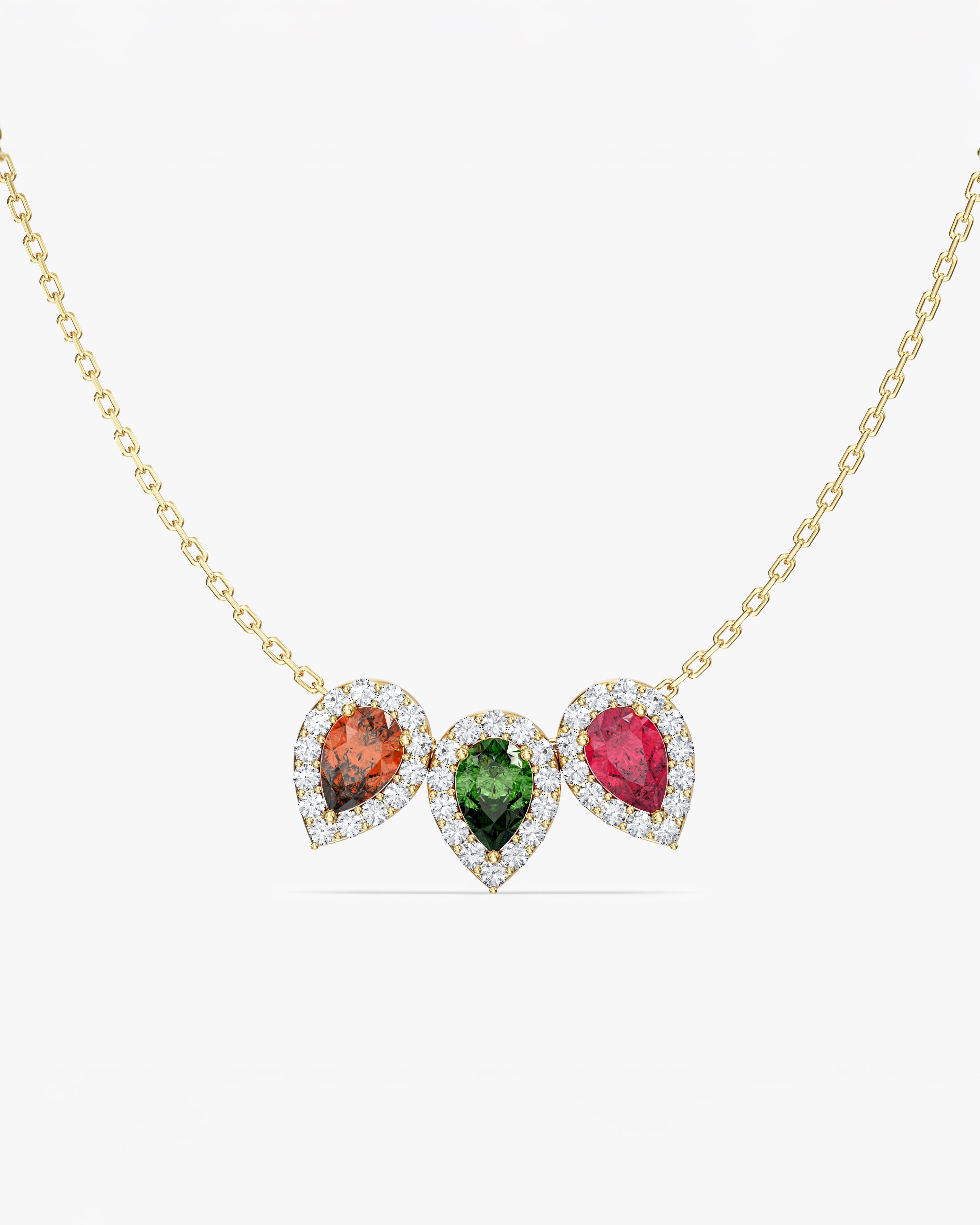 Halo Family Birthstone Necklace