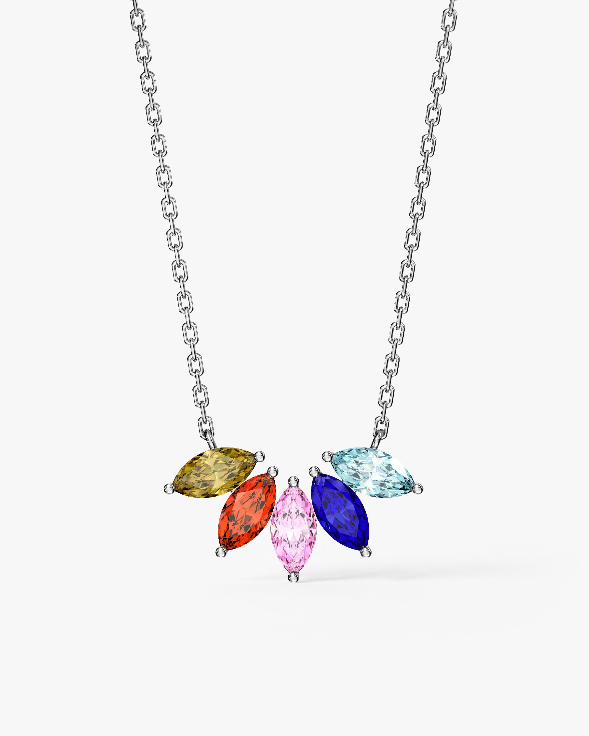 Marquise Crown Cluster Birthstone Necklace