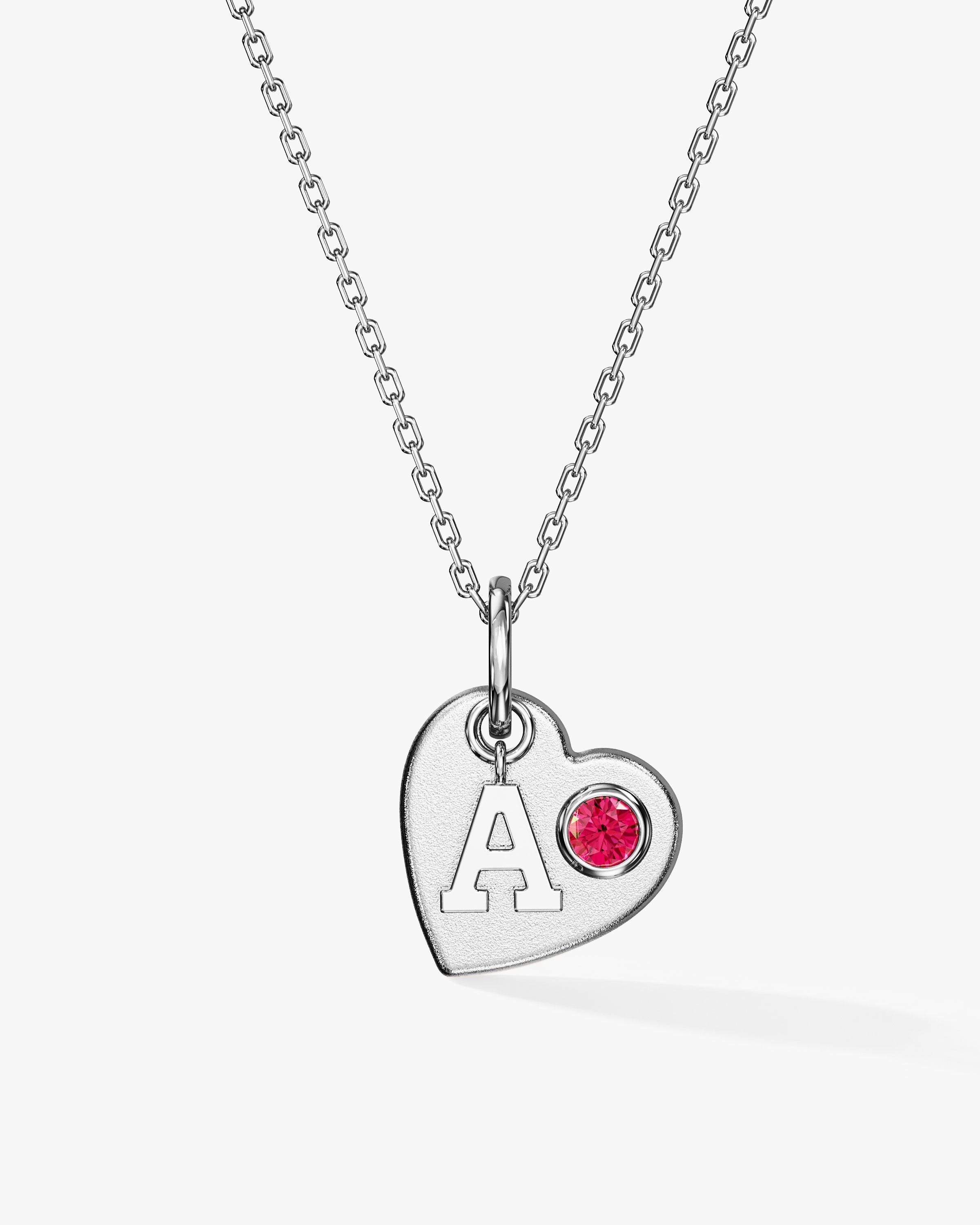 Initial Charm Necklace with Birthstone