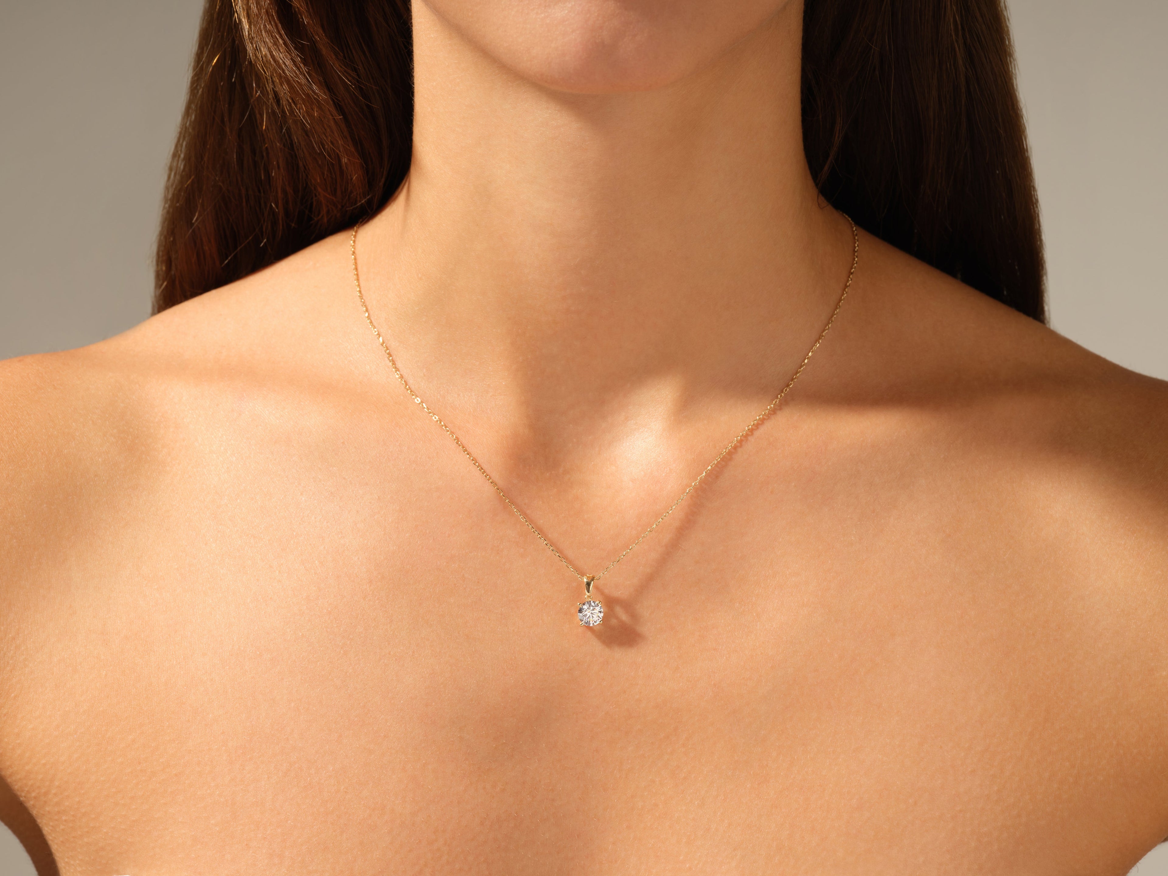 Prong Set Round Cut Solitaire Pendant (1.00 CT)