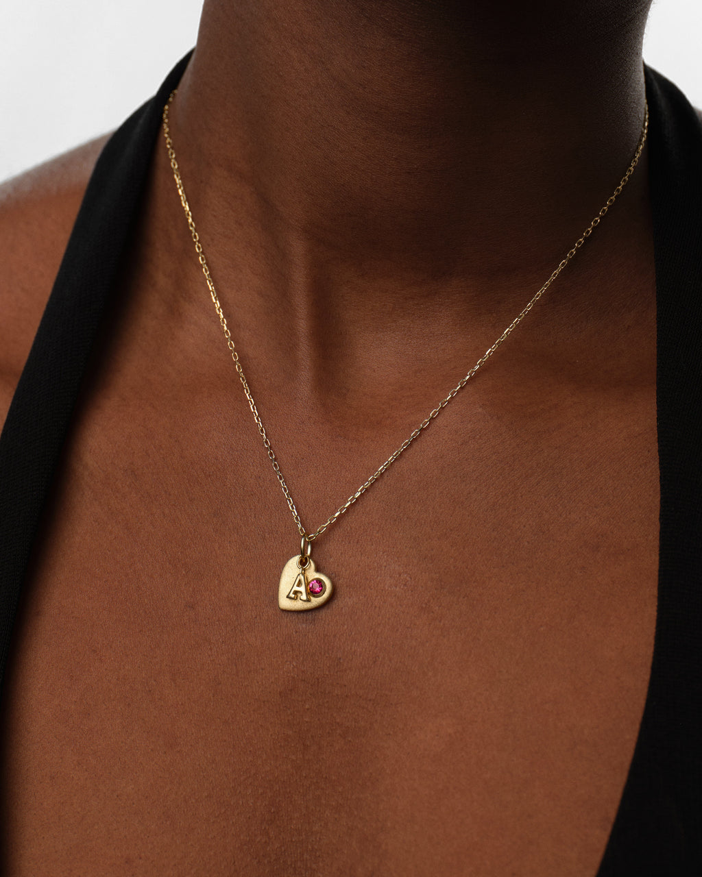 Initial Charm Necklace with Birthstone