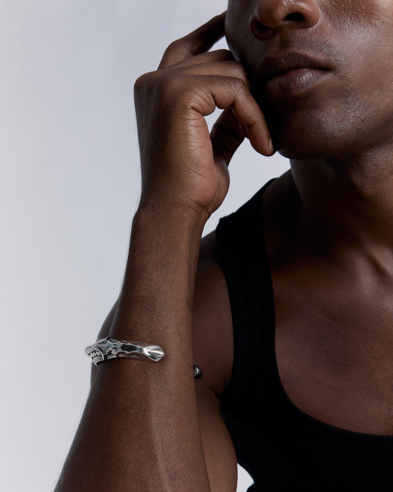 Antique Carinated Silver Cuff Bracelet - 925k Sterling Silver