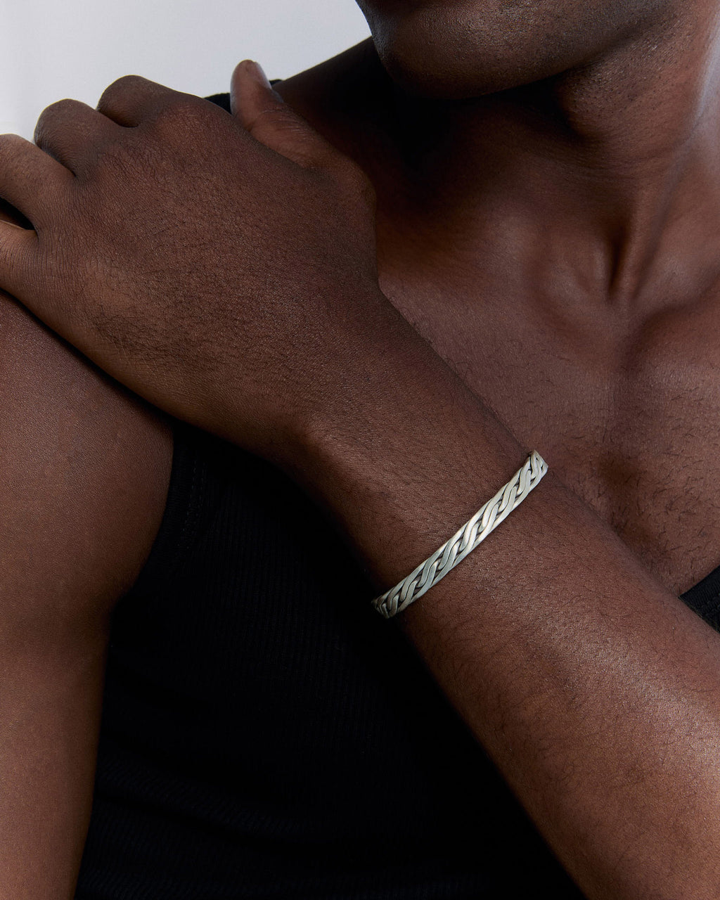 Braided Cuff Men's Bracelet - 925k Sterling Silver