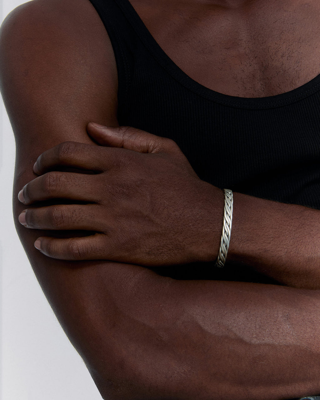 Braided Cuff Men's Bracelet - 925k Sterling Silver