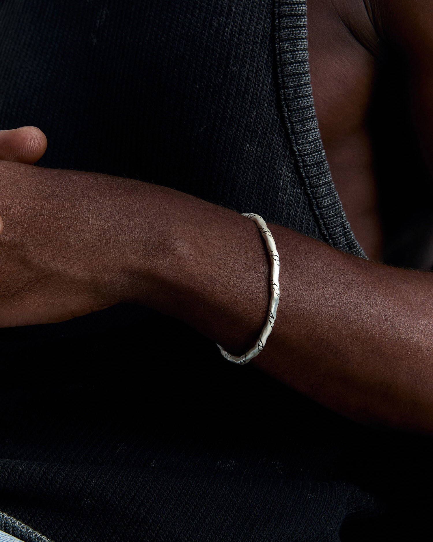 Sprial Design Men Bracelet - 925k Sterling Silver