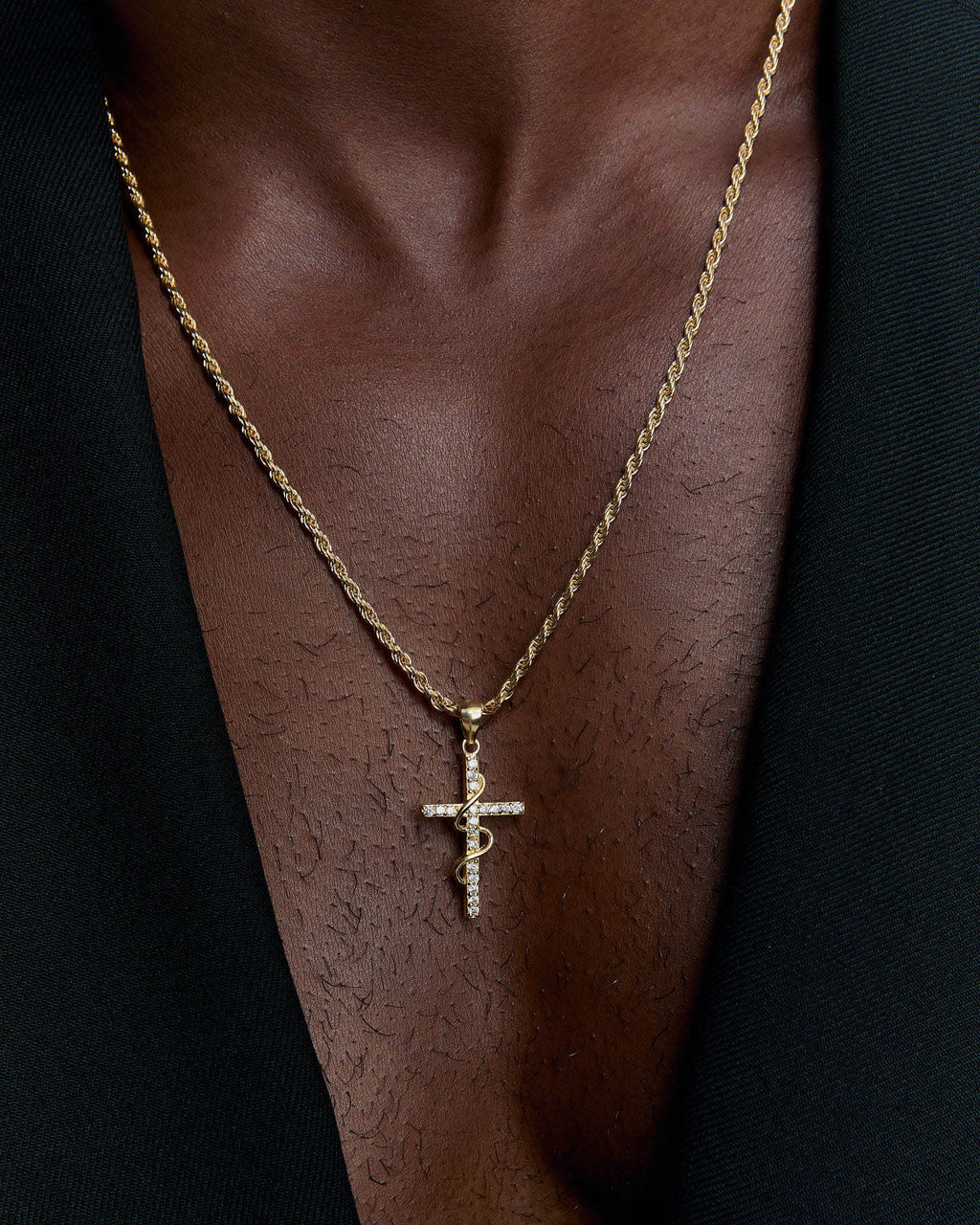 Serpent Cross Pendant Necklace - 18k Gold Vermeil