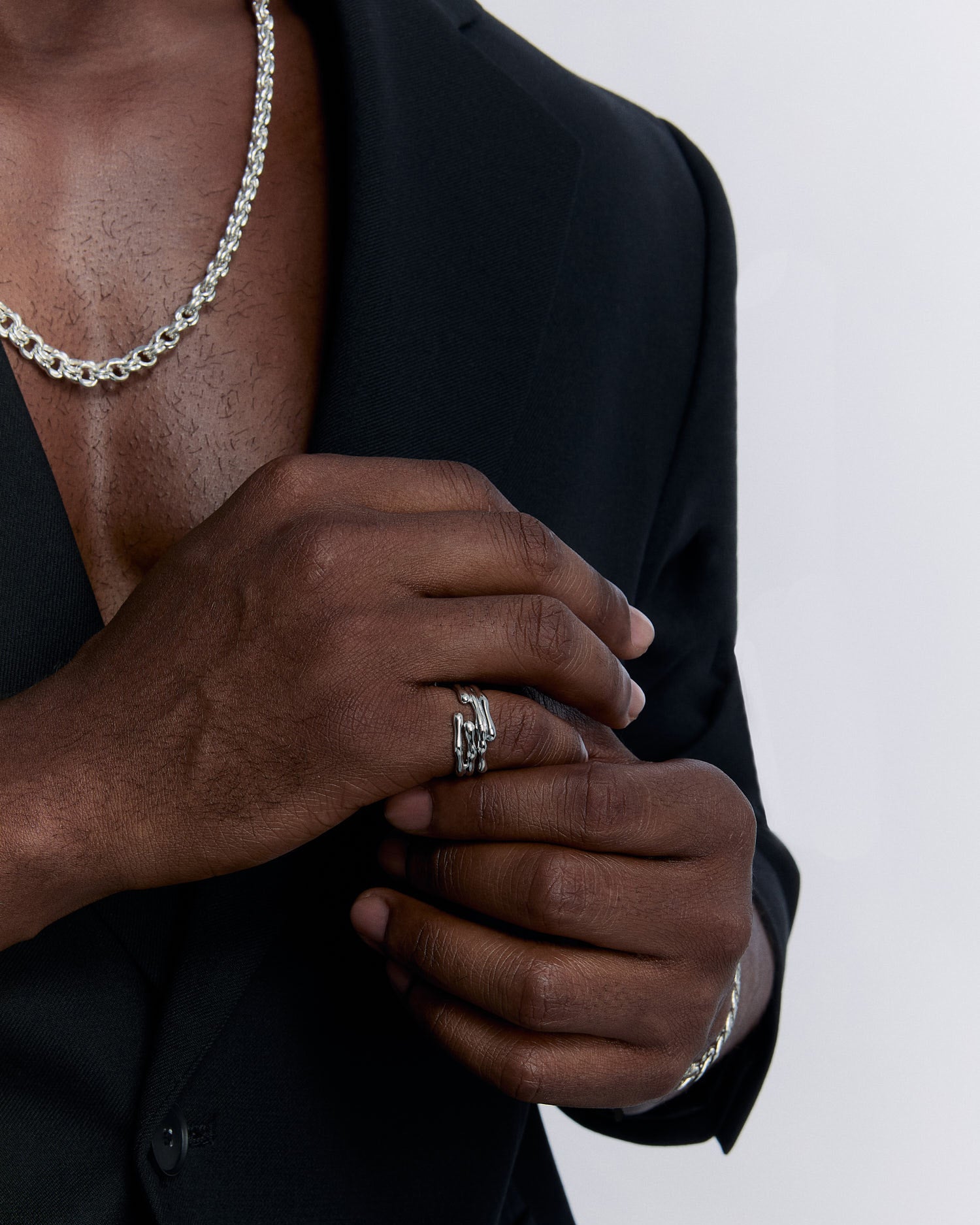 Open Silver Ring with 3 Branches - 925k Sterling Silver