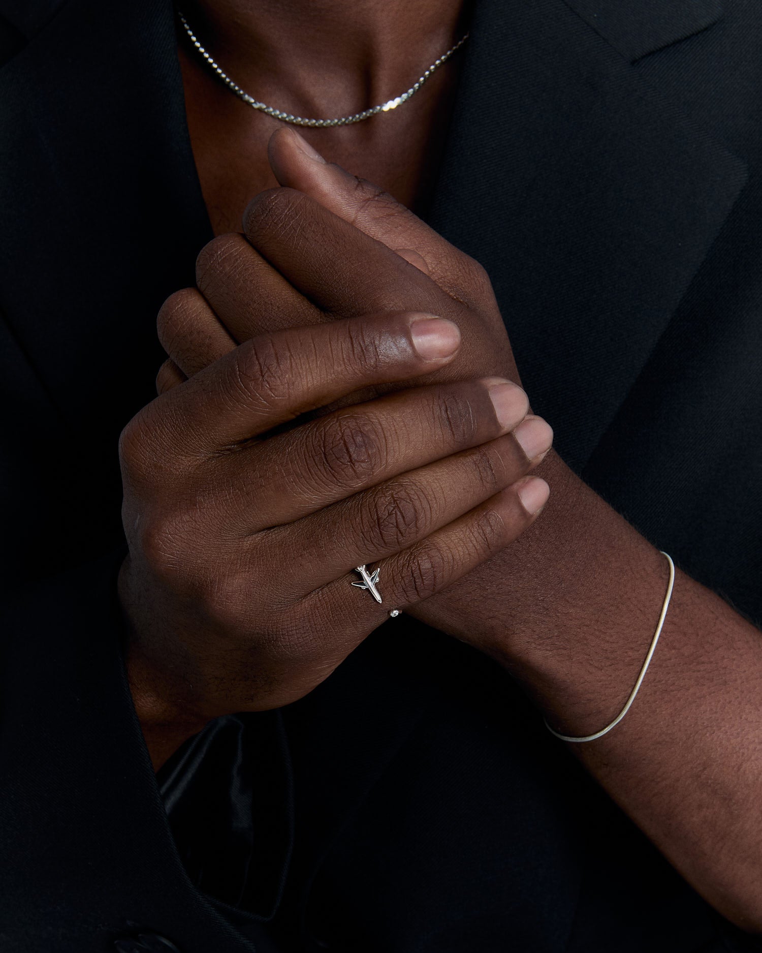 Stone Embellished Airplane Design Ring - 925k Sterling Silver