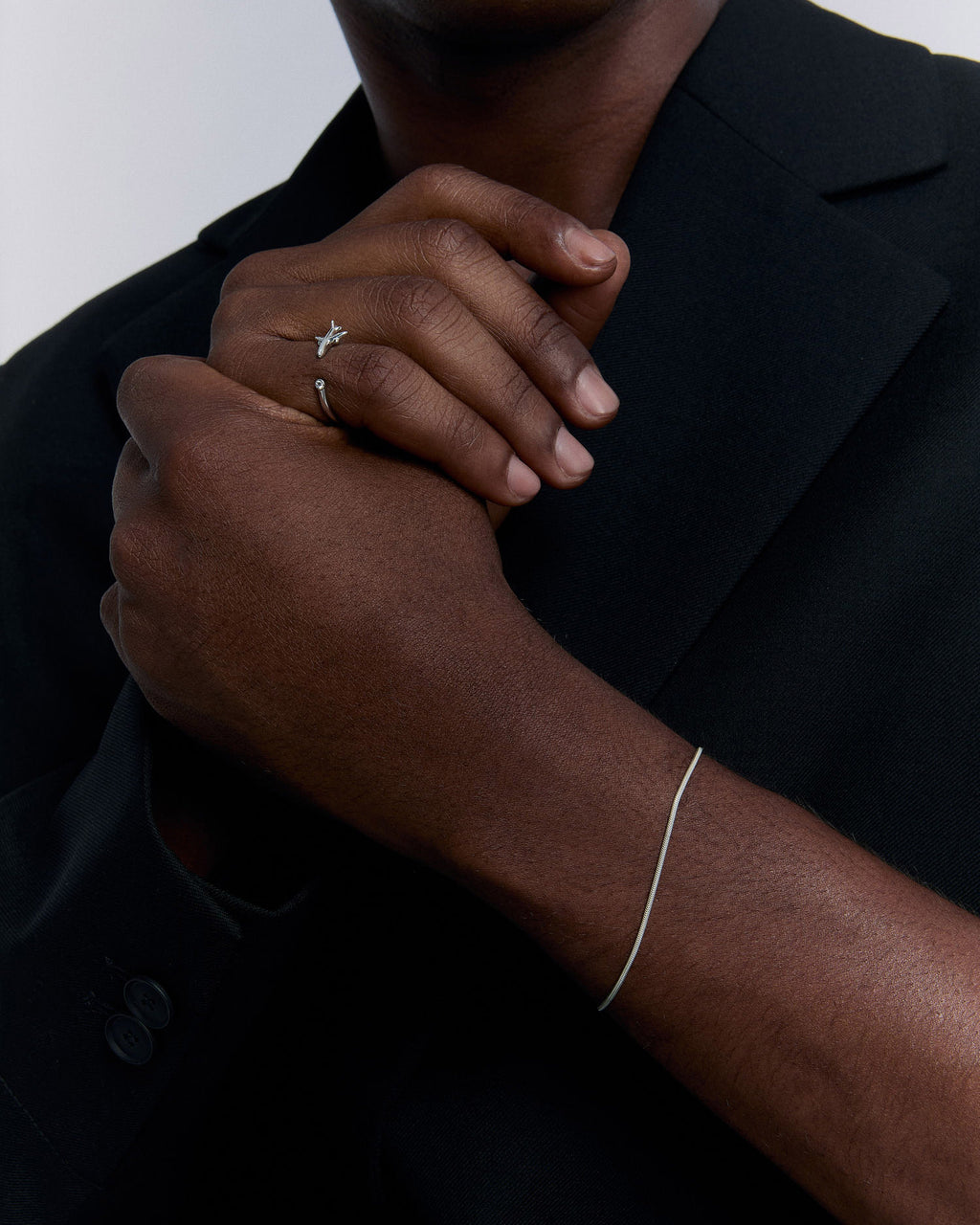 Stone Embellished Airplane Design Ring - 925k Sterling Silver